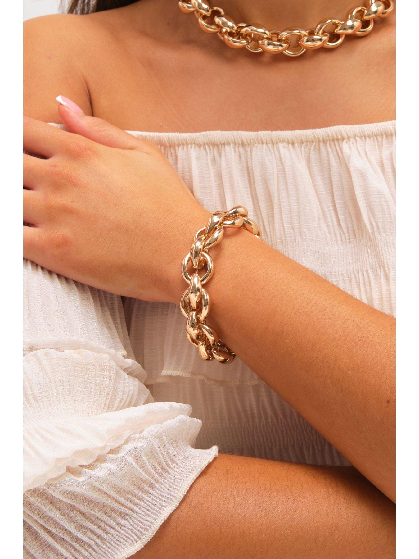 Image 2 of 3 of Mood Gold Plated Statement Chain Stretch Bracelet