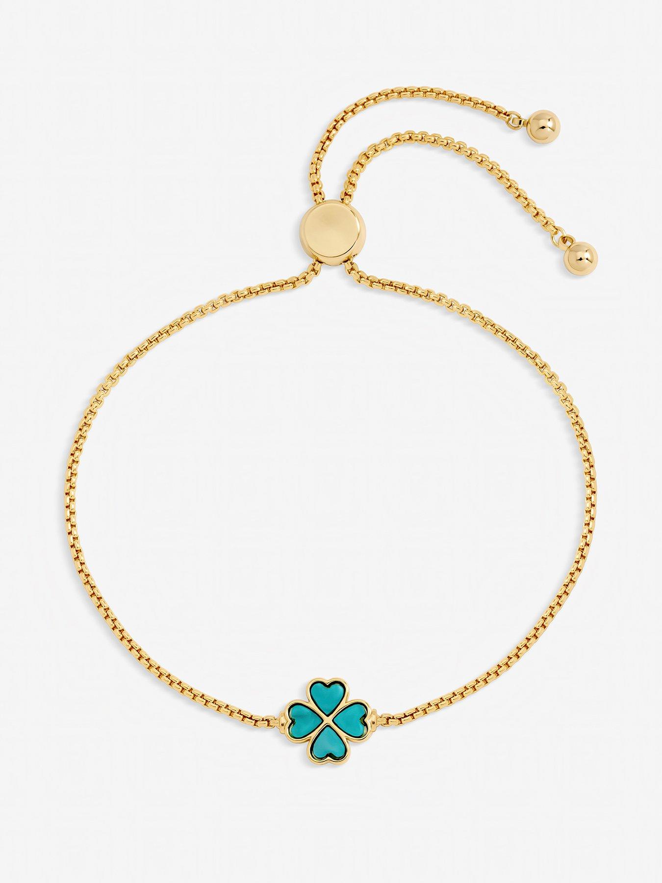 Jon Richard Jon Richard Gold Plated and Turquoise Enamel Heart Clover Toggle Bracelet
