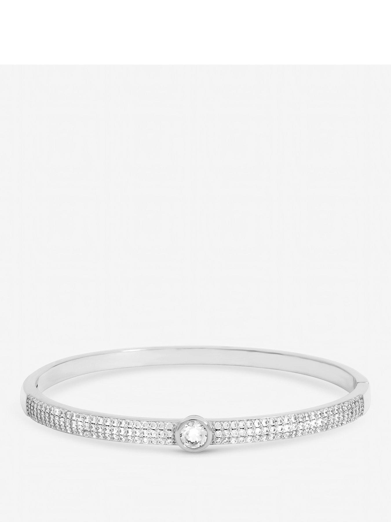 Jon Richard Jon Richard Silver Plated Crystal and Pave Stone Bangle