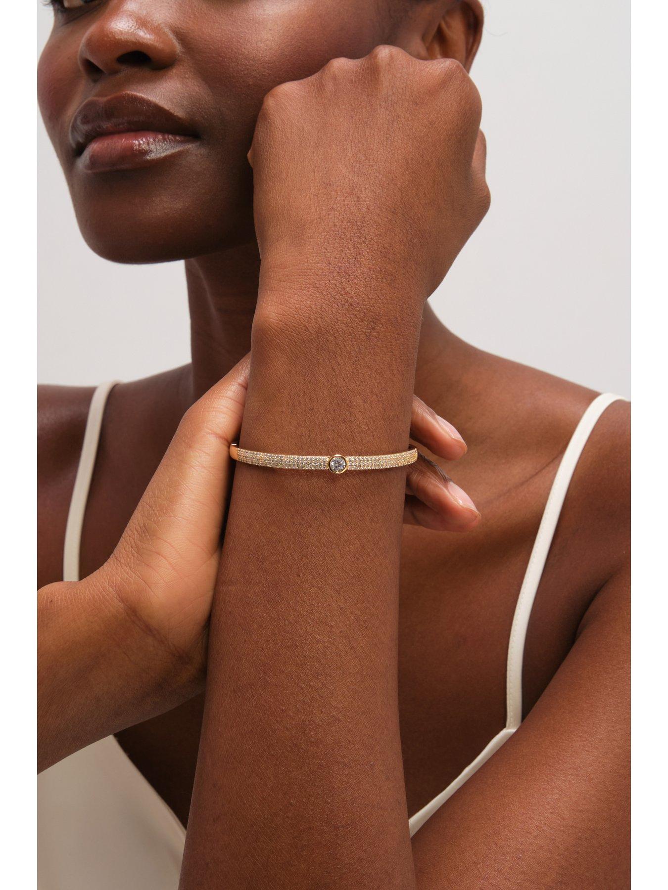 Image 2 of 3 of Jon Richard Gold Plated Crystal and Pave Stone Bangle