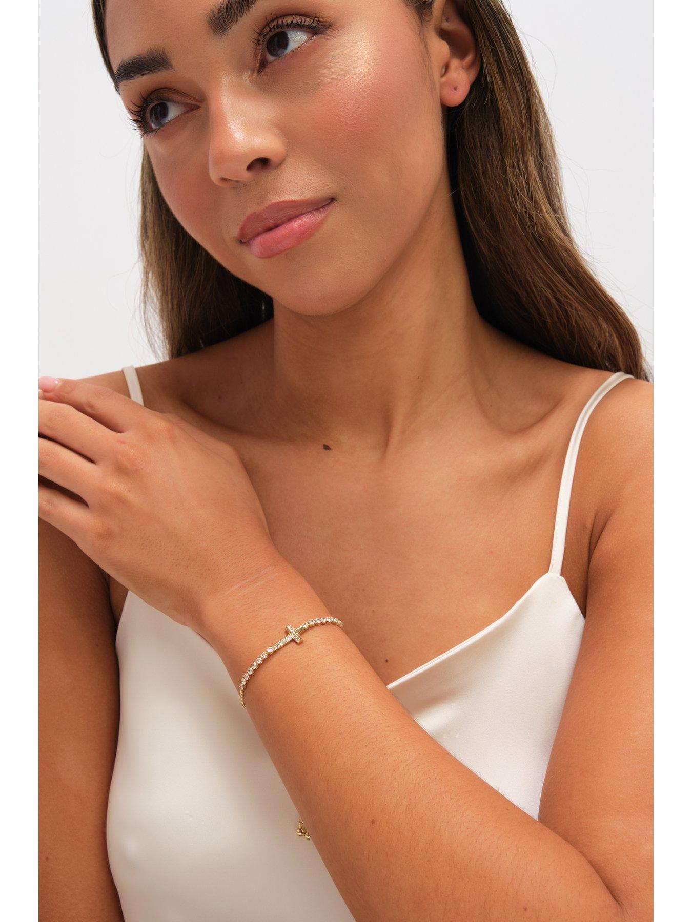 Image 3 of 3 of Jon Richard Gold Plated and Crystal Cross Toggle Bracelet