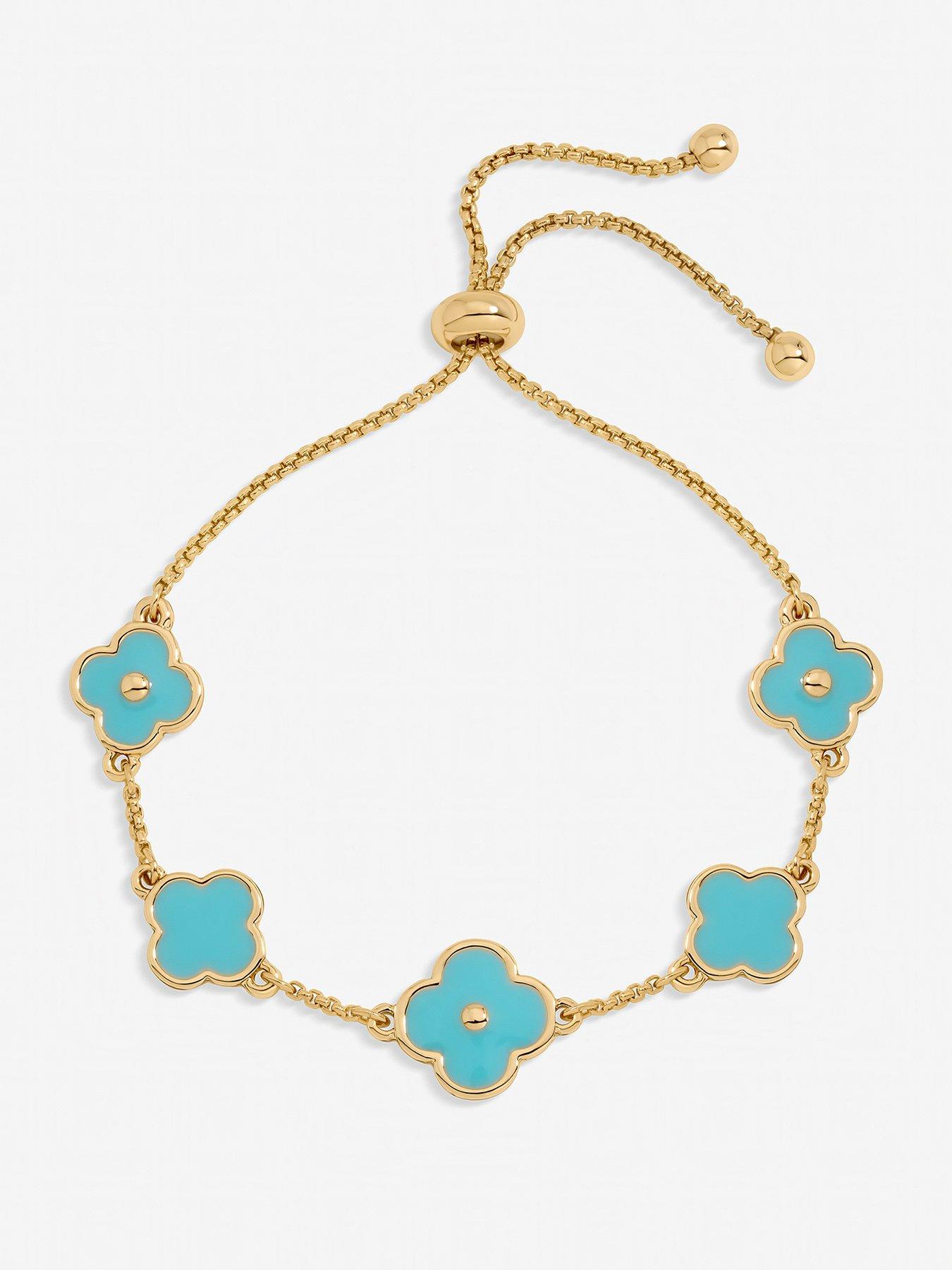 Image 1 of 1 of Mood Gold Plated and Turquoise Clover Bracelet