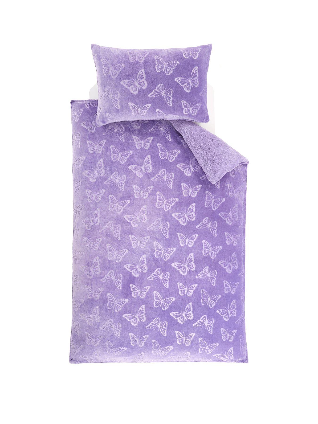 Image 2 of 4 of The Very Collection Butterfly Embossed Fleece Duvet Set - Purple