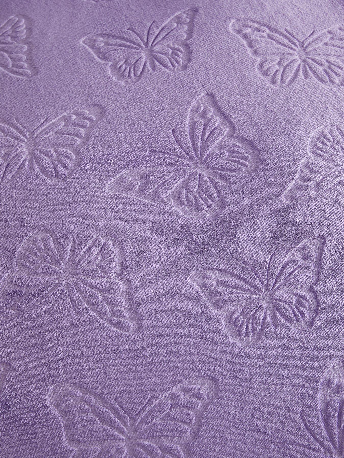 Image 4 of 4 of The Very Collection Butterfly Embossed Fleece Duvet Set - Purple