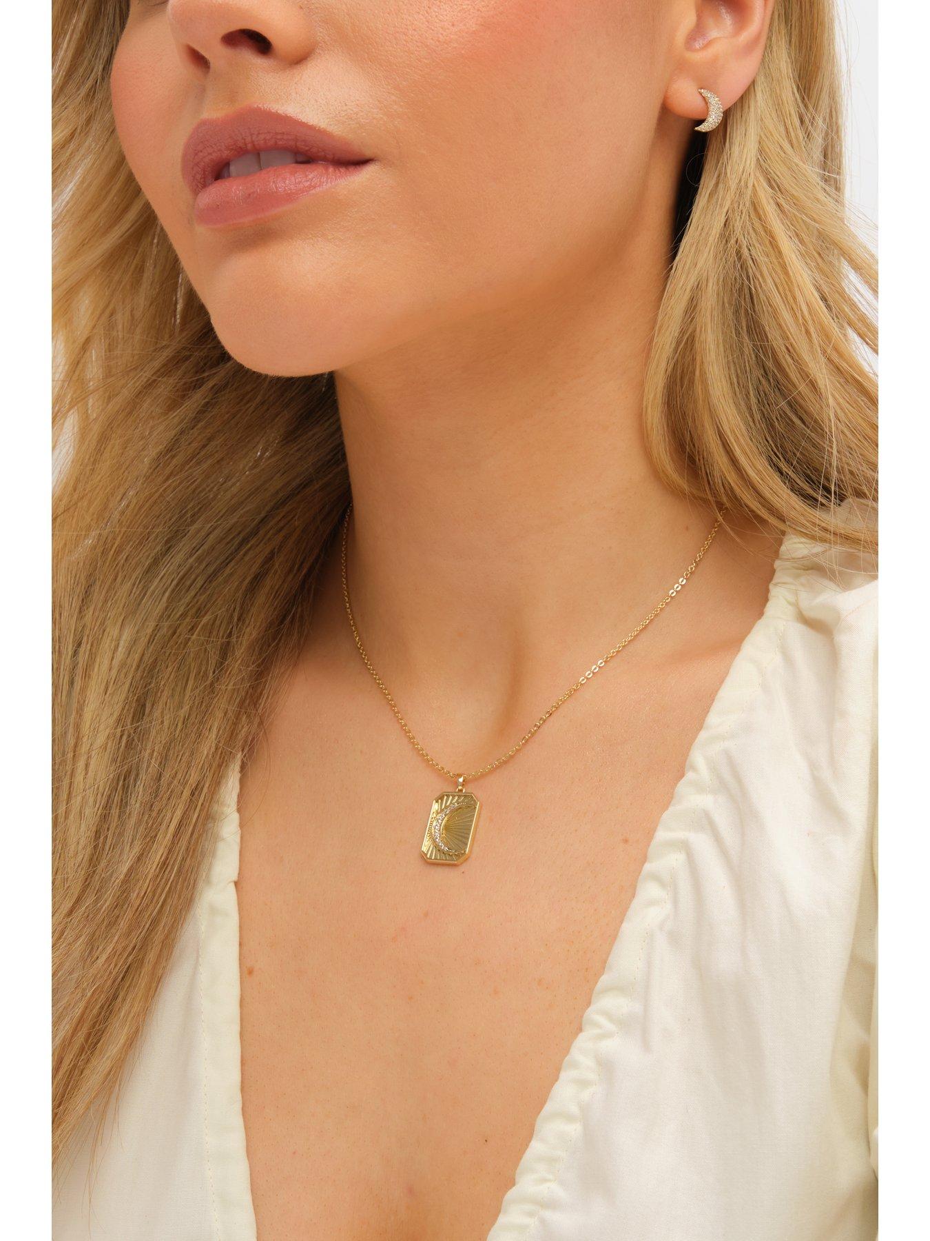 Image 2 of 4 of Inicio Gold Plated and Pave Moon Set - Gift Box