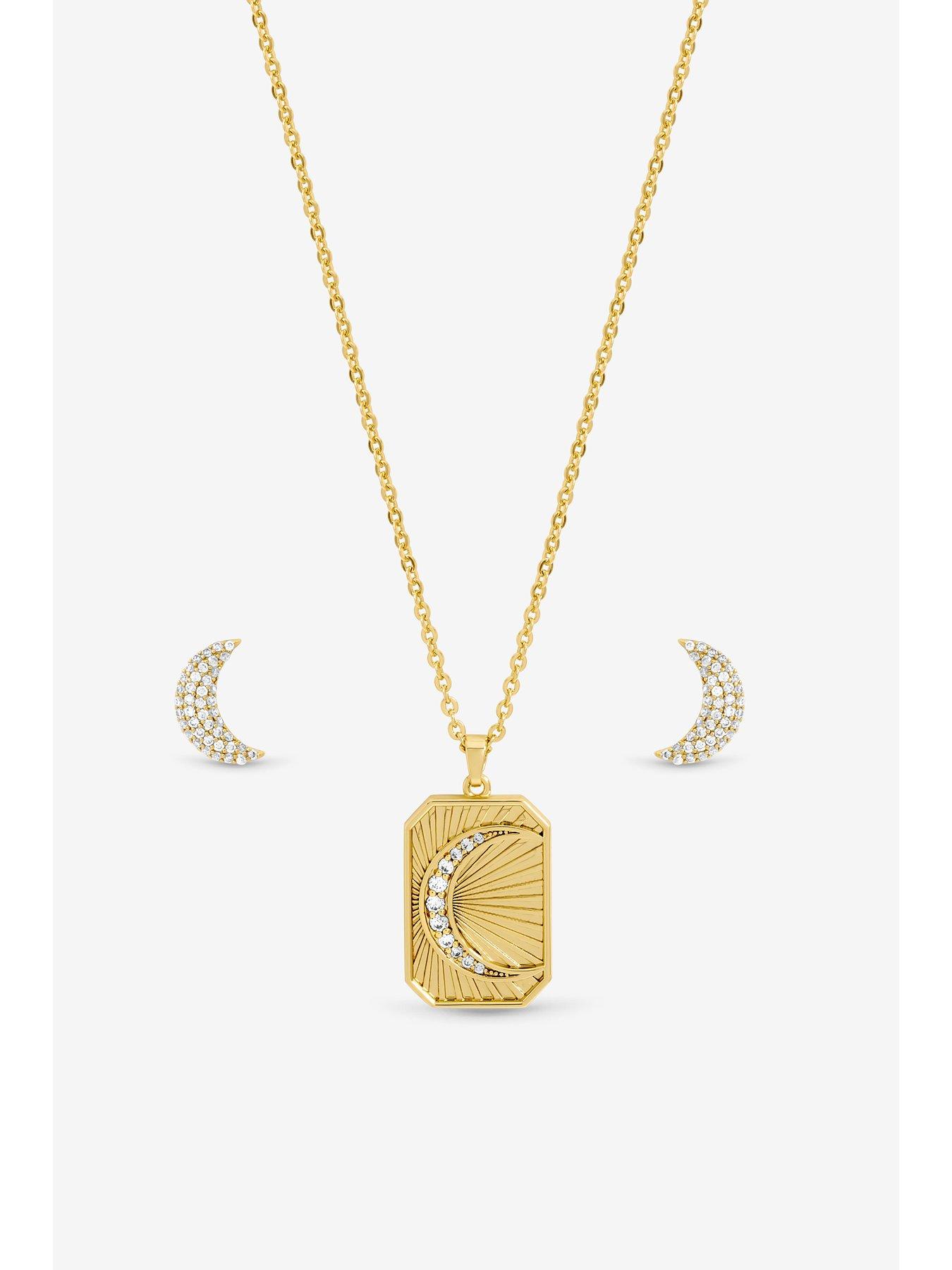 Image 3 of 4 of Inicio Gold Plated and Pave Moon Set - Gift Box
