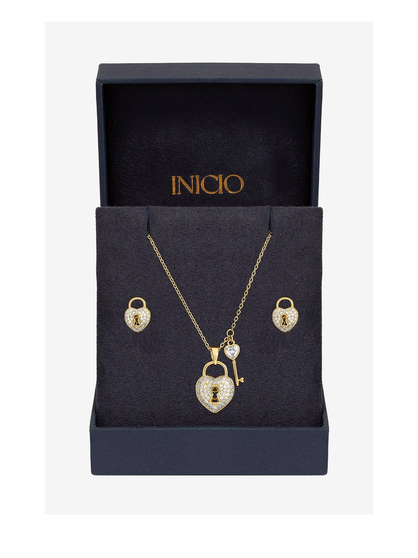  image of inicio-gold-plated-padlock-heart-set-gift-box