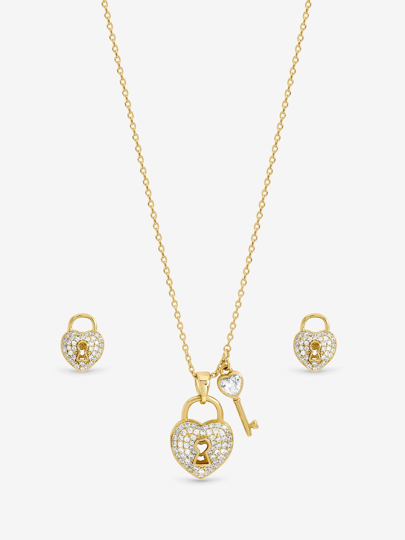  image of inicio-gold-plated-padlock-heart-set-gift-box