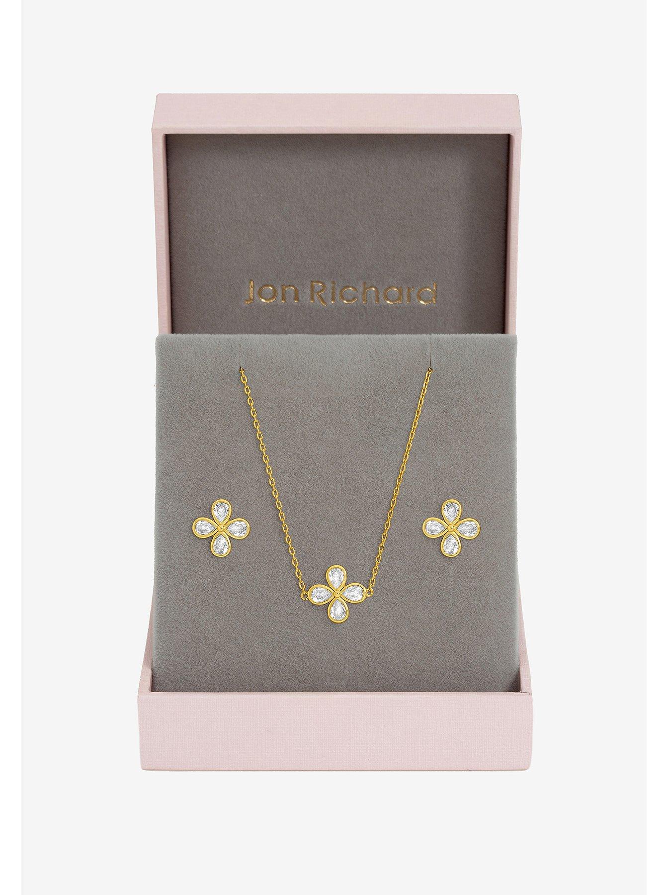 Image 1 of 2 of Jon Richard Gold Plated and Crystal Flower Bridal Set - Gift Box
