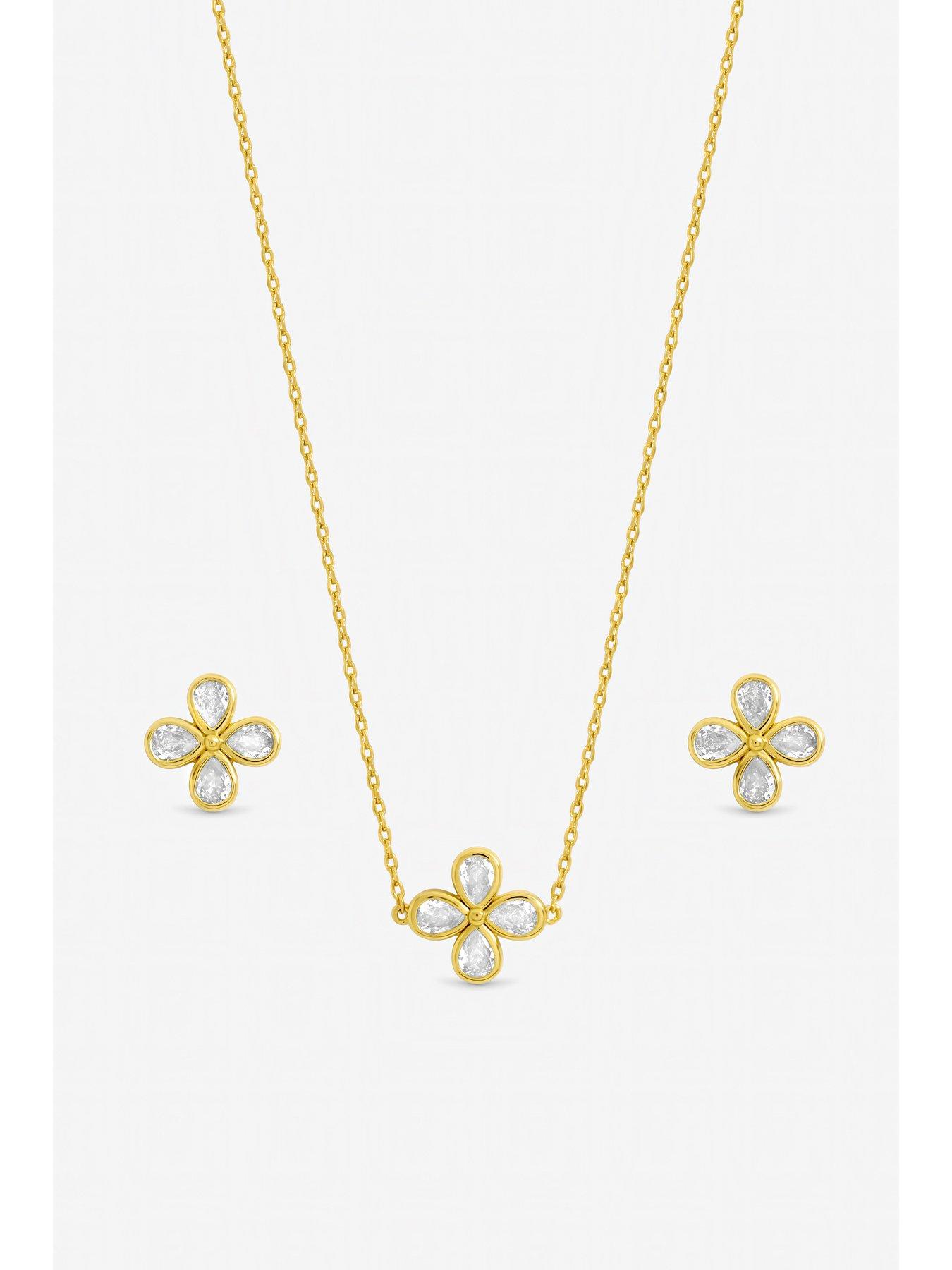 Image 2 of 2 of Jon Richard Gold Plated and Crystal Flower Bridal Set - Gift Box