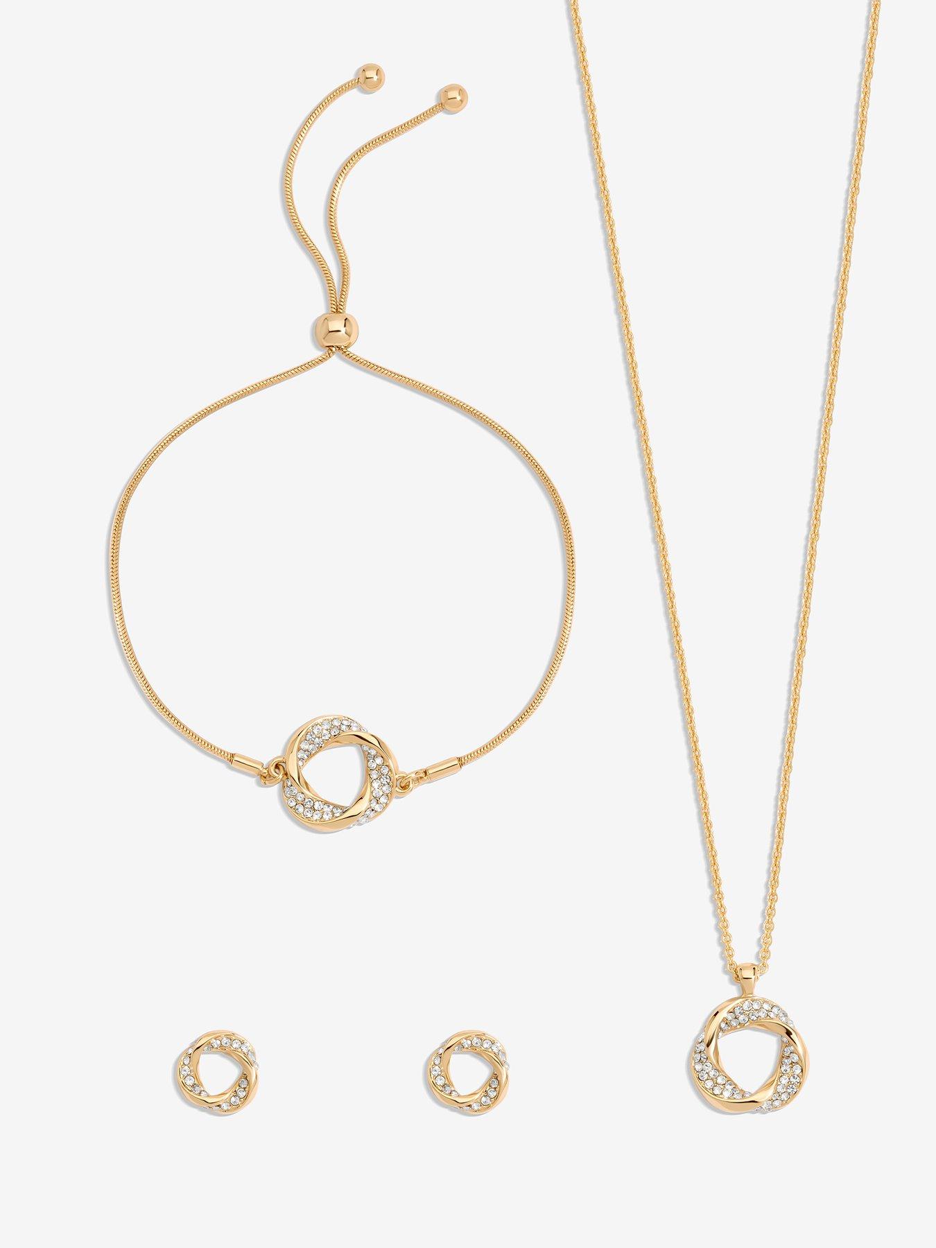 Image 2 of 5 of Jon Richard Gold Plated and Crystal Open Knot Set - Gift Box