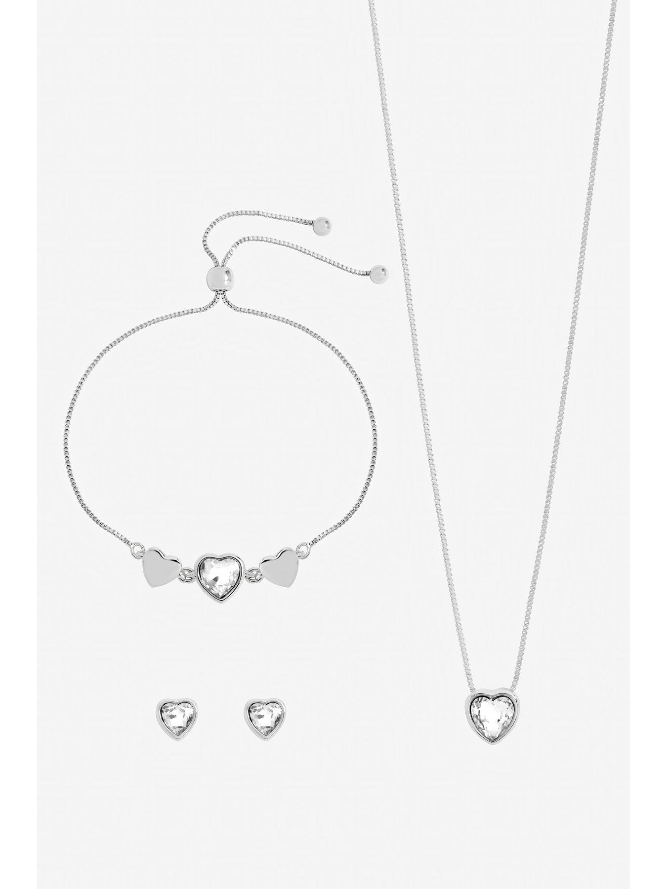 Image 2 of 4 of Jon Richard Silver Crystal Heart Trio Set - Gift Box