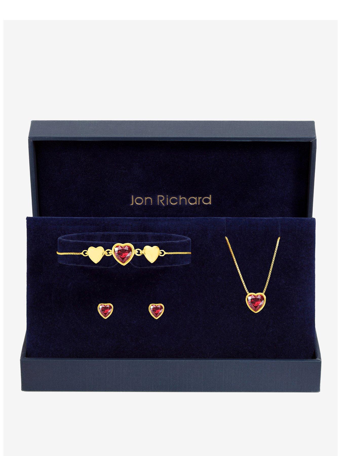 Jon Richard Jon Richard Gold Plated Crystal and Red Heart Trio Set - Gift Box