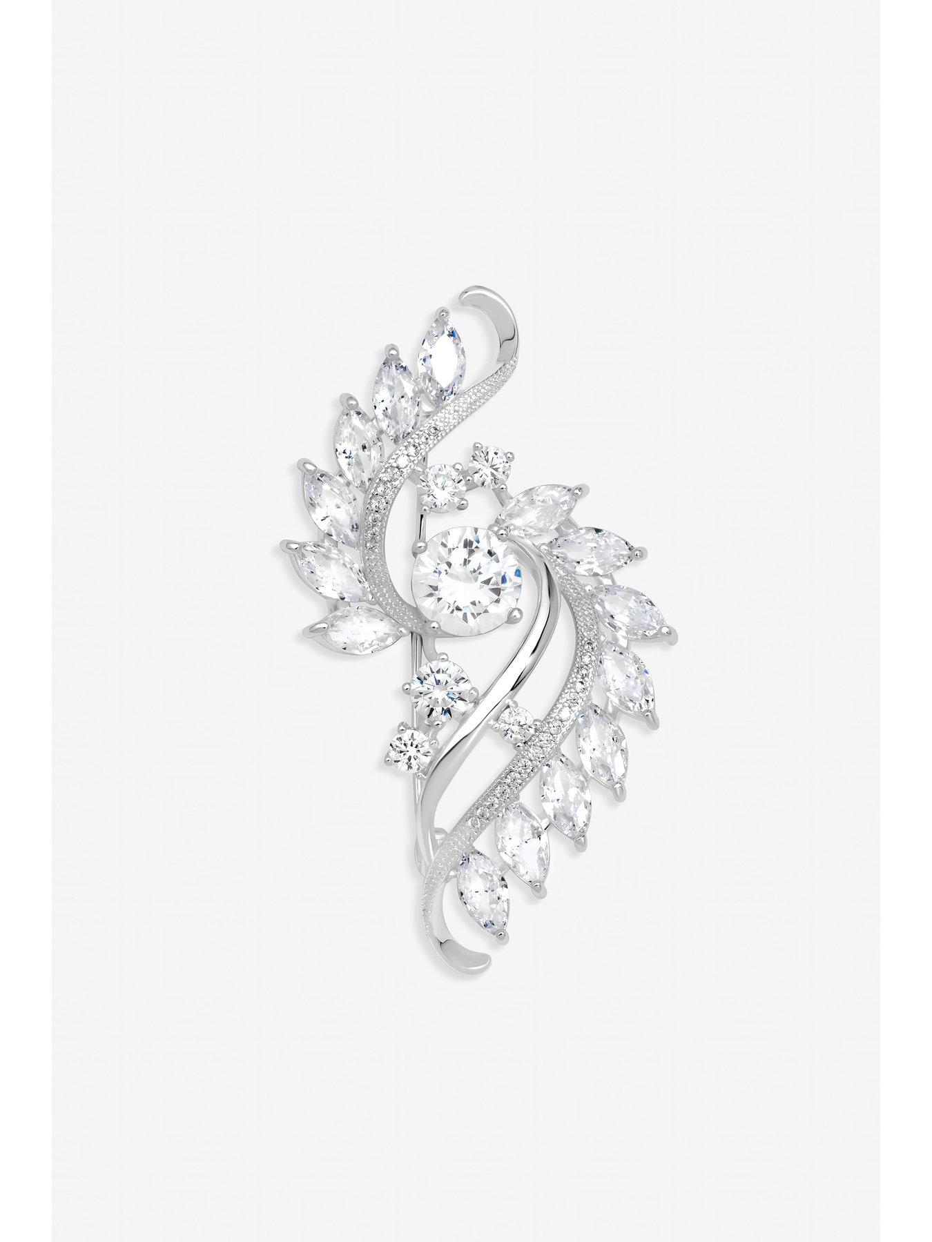 Image 2 of 3 of Jon Richard Silver Plated Crystal Brooch - Gift Box