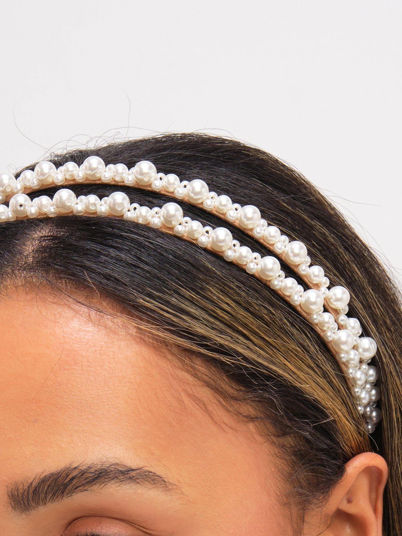 Image 2 of 3 of Jon Richard PEARL DOUBLE ROW HEADBAND