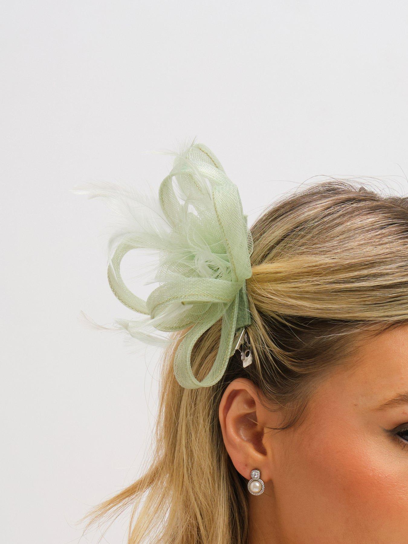 Image 3 of 3 of Jon Richard Small Sage Green Clip Fascinator