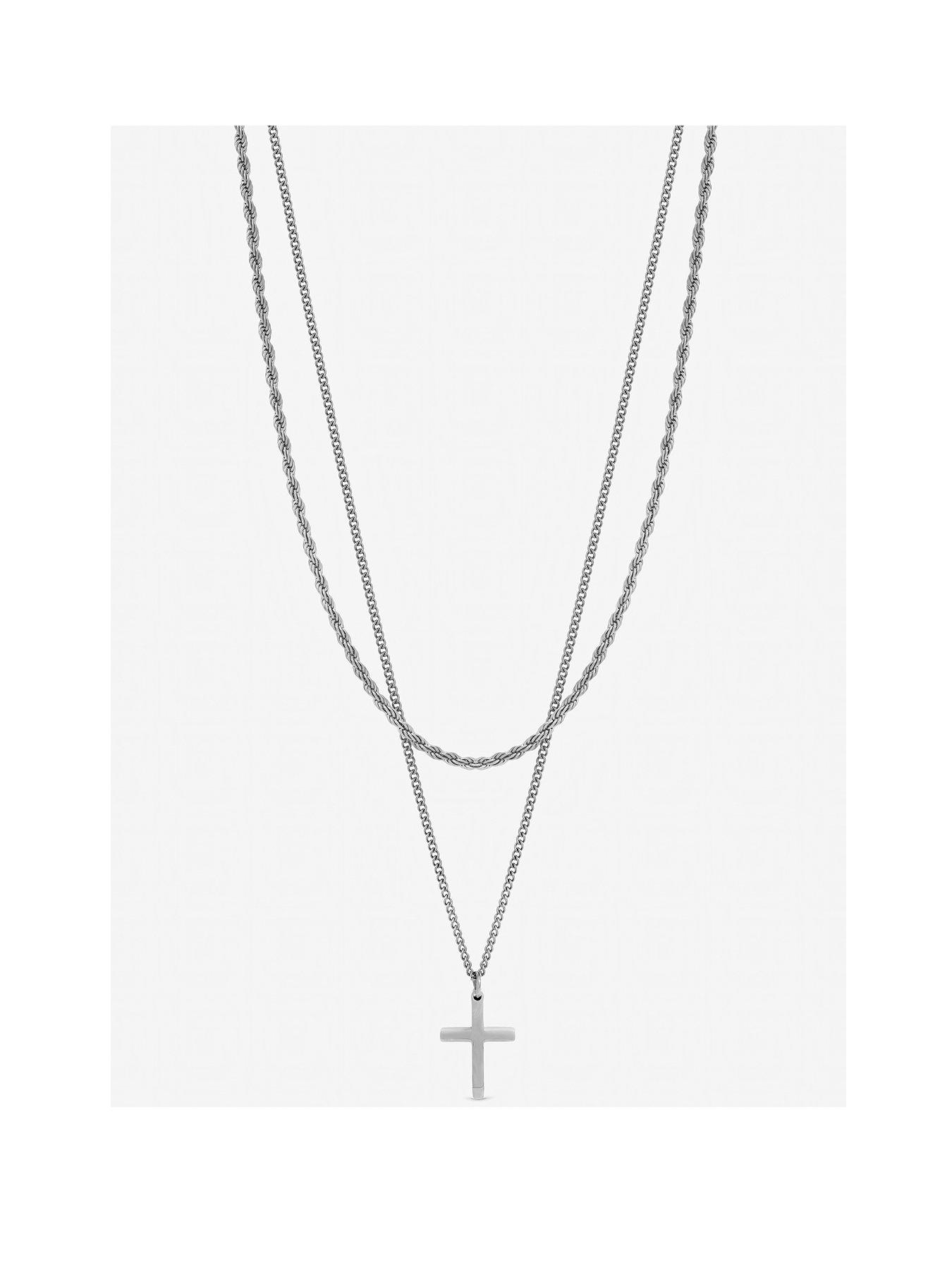 inicio-mens-steel-waterproof-double-row-cross-necklace-gift-pouch