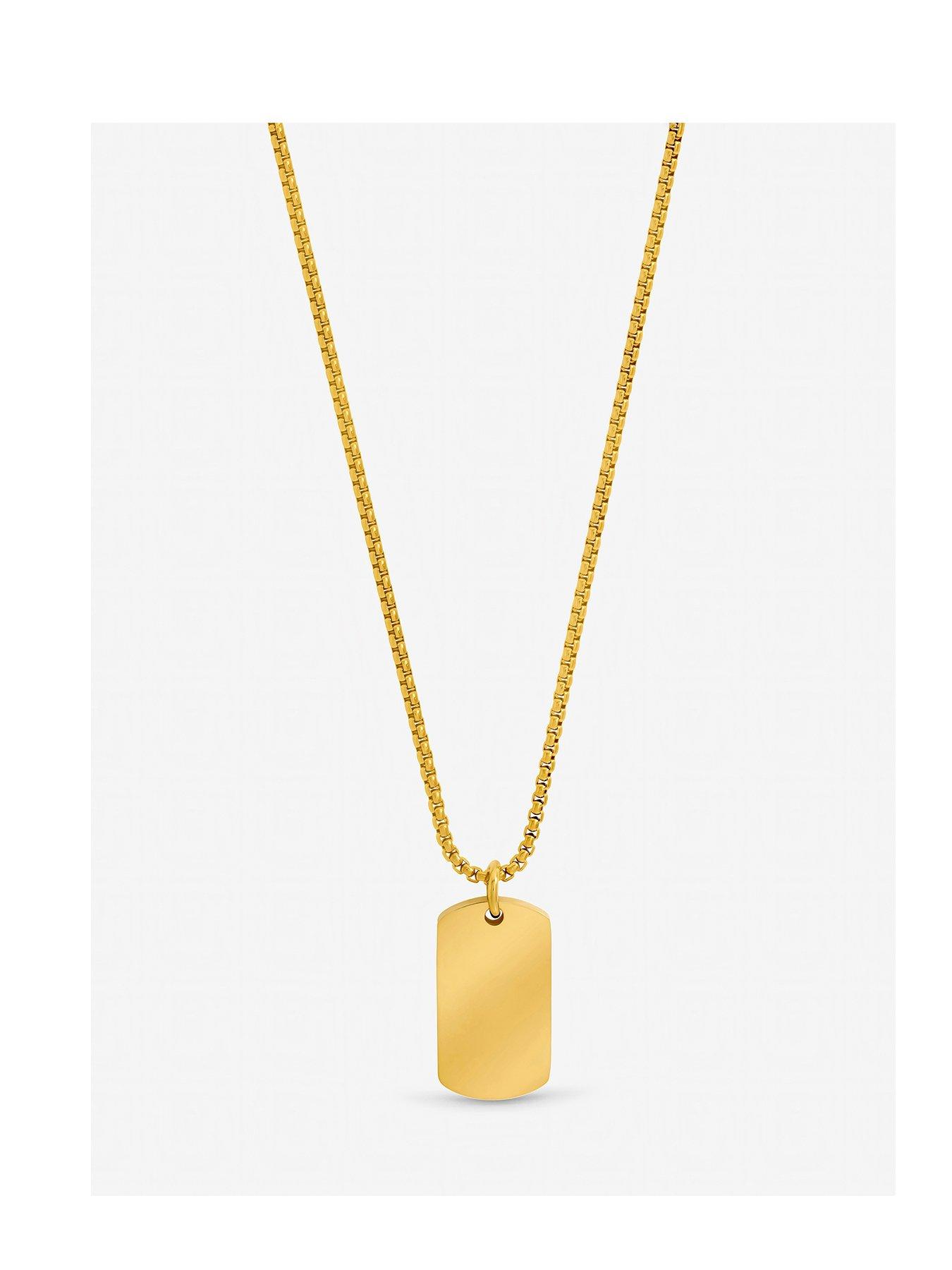 Inicio Men's Gold Plated Waterproof Dog Tag Necklace - Gift Pouch