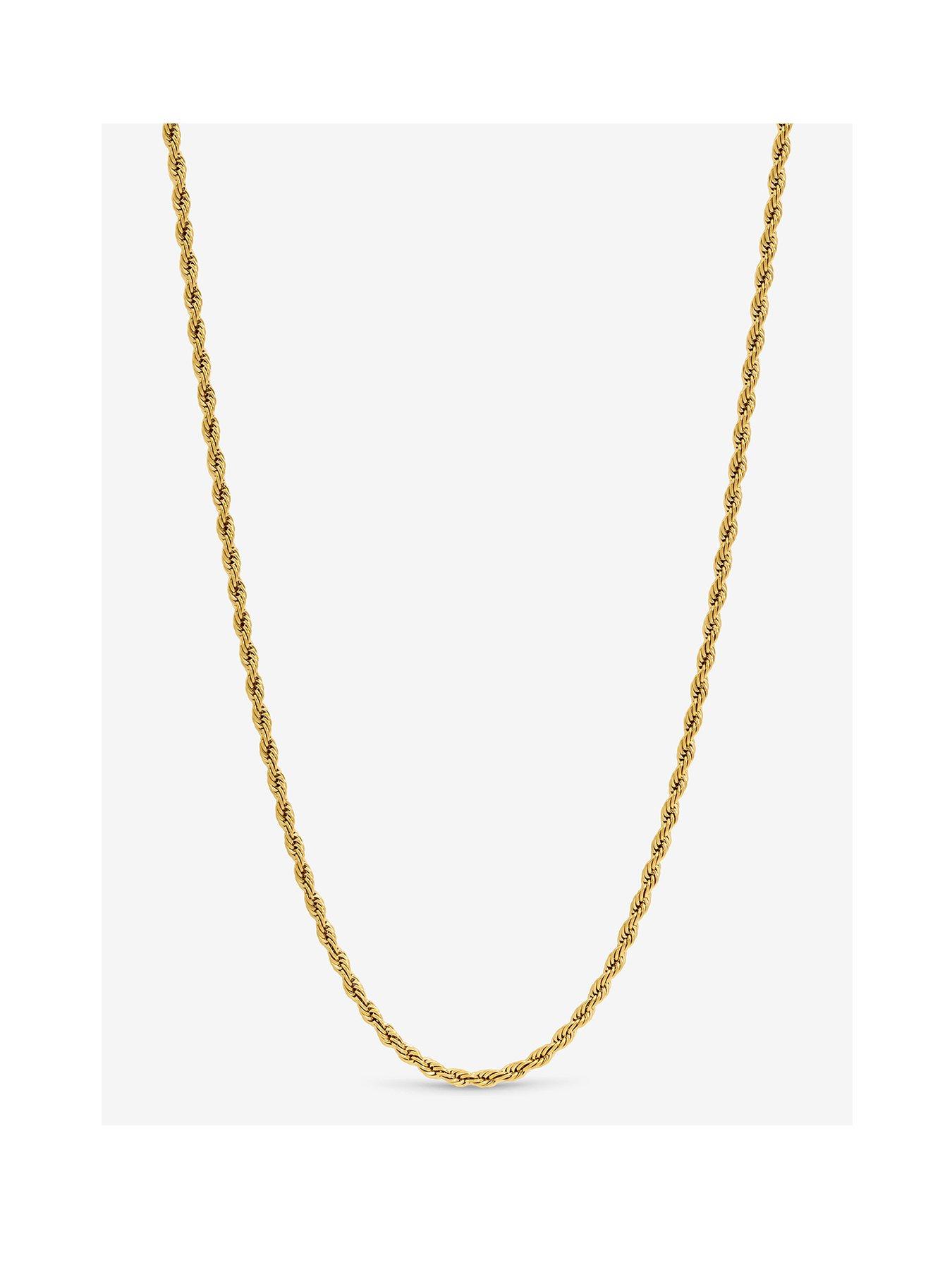 Image 1 of 3 of Inicio Men's Gold Plated Waterproof Twist Rope Necklace - Gift Pouch