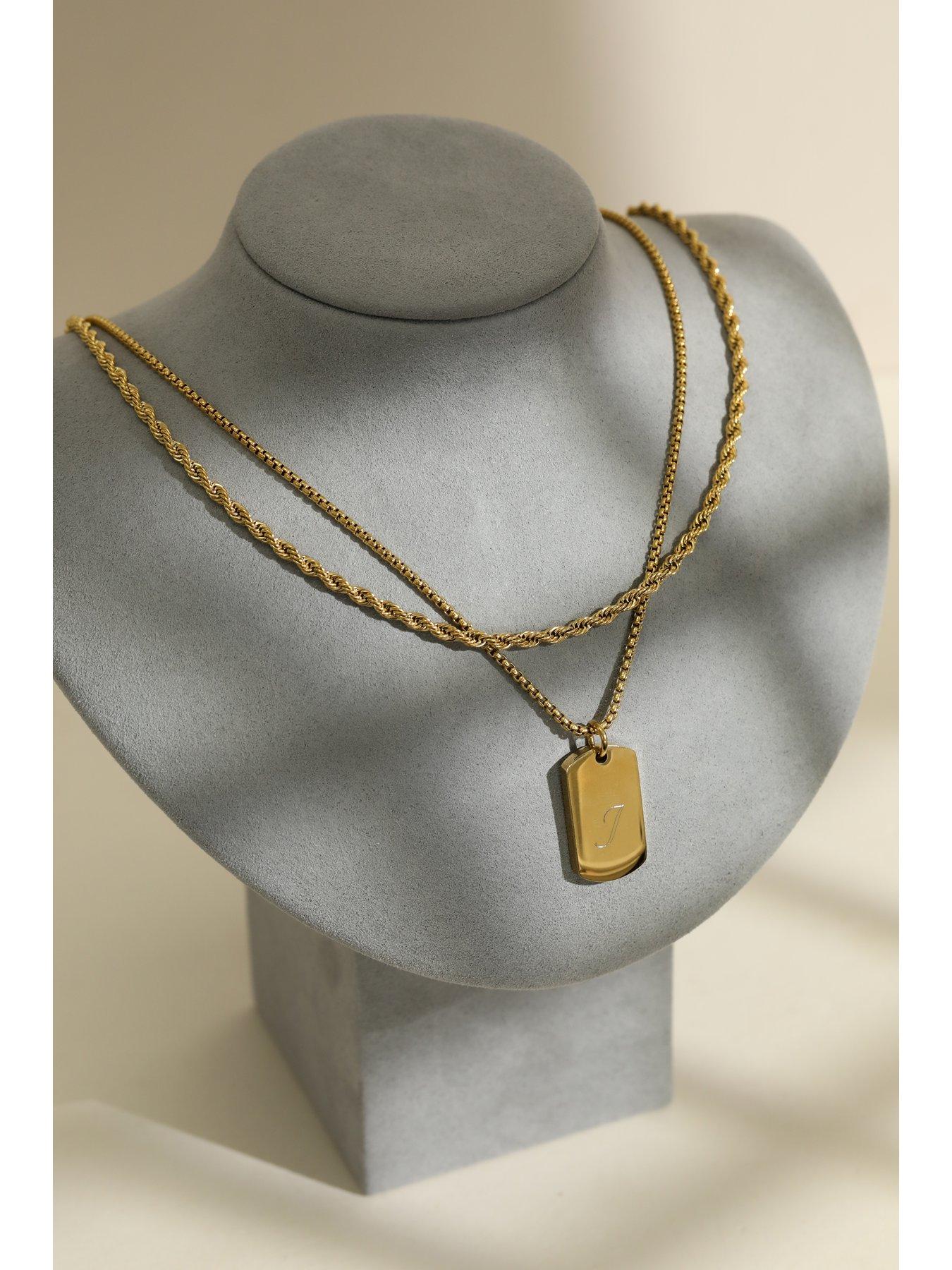 Image 2 of 3 of Inicio Men's Gold Plated Waterproof Twist Rope Necklace - Gift Pouch