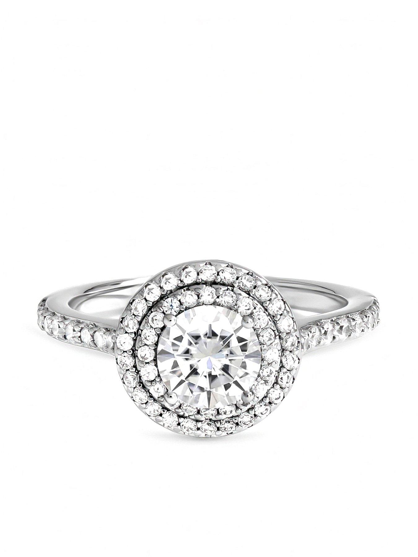 Image 1 of 1 of Jon Richard Rhodium Plated Cubic Zirconia Halo Ring