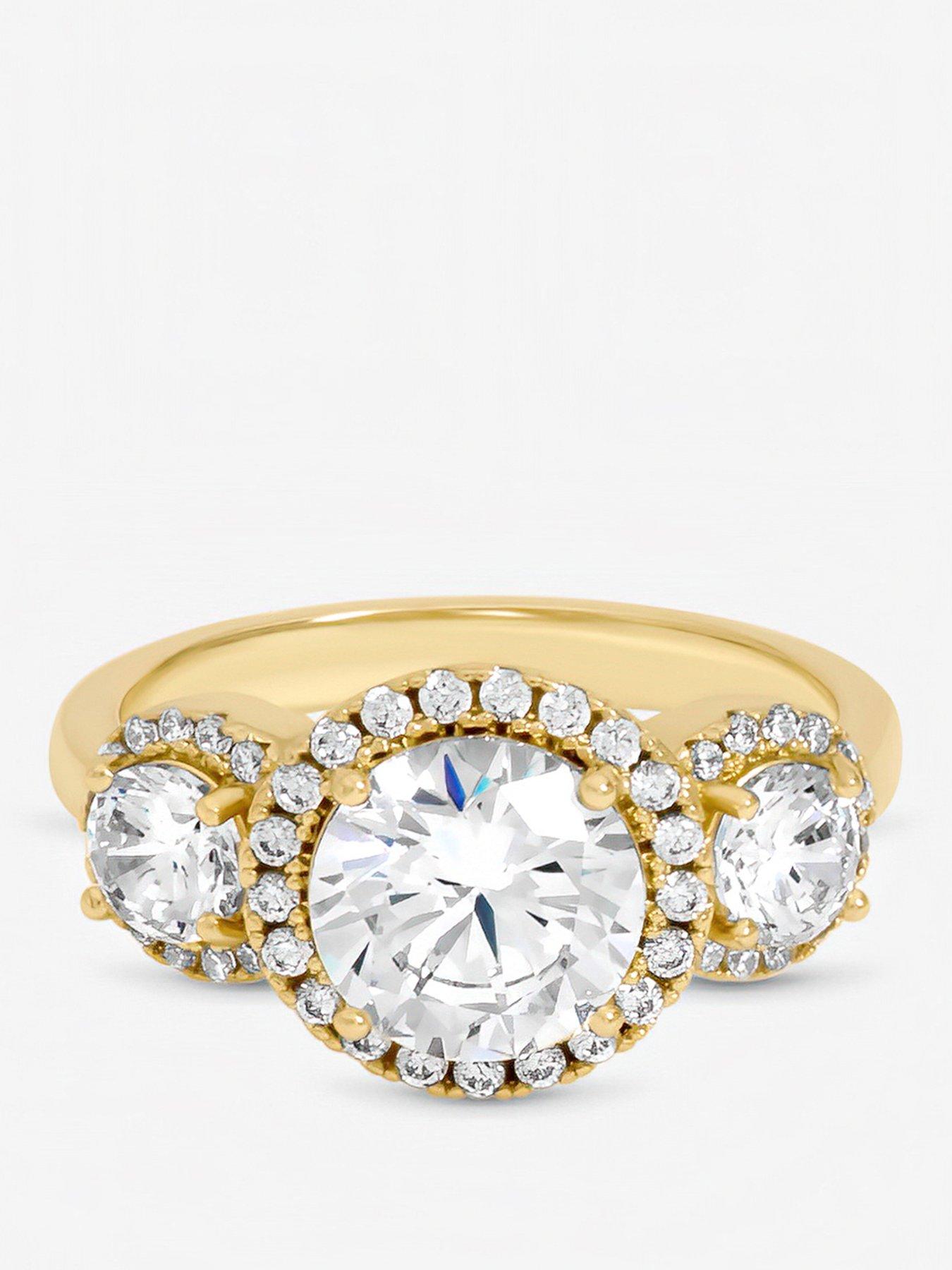 Jon Richard Jon Richard Gold Plated Triple Stone Ring