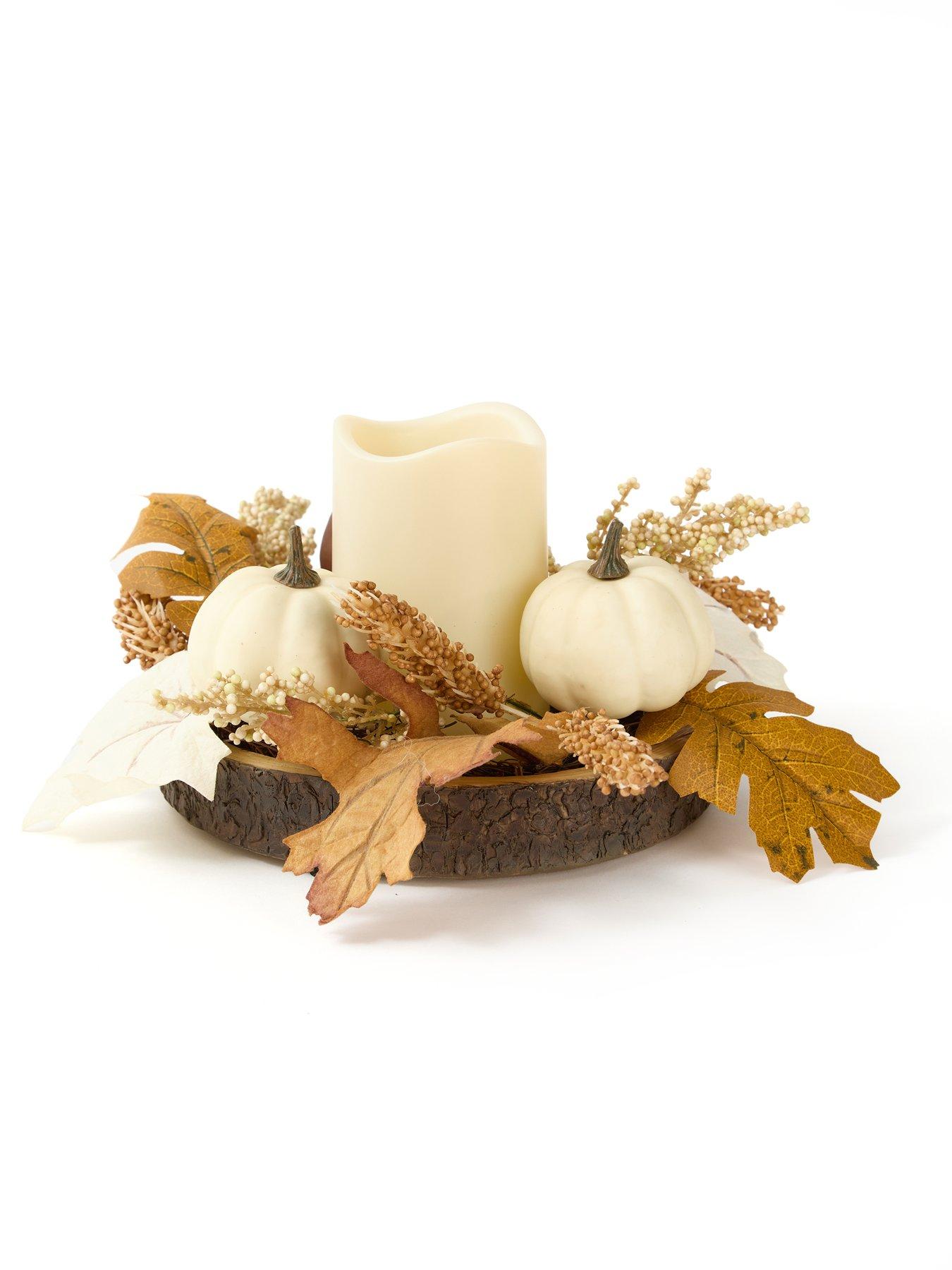 Image 5 of 7 of The Very Collection Pumpkin&nbsp;Log Slice&nbsp;with LED Candle Table Centre Autumn Decoration