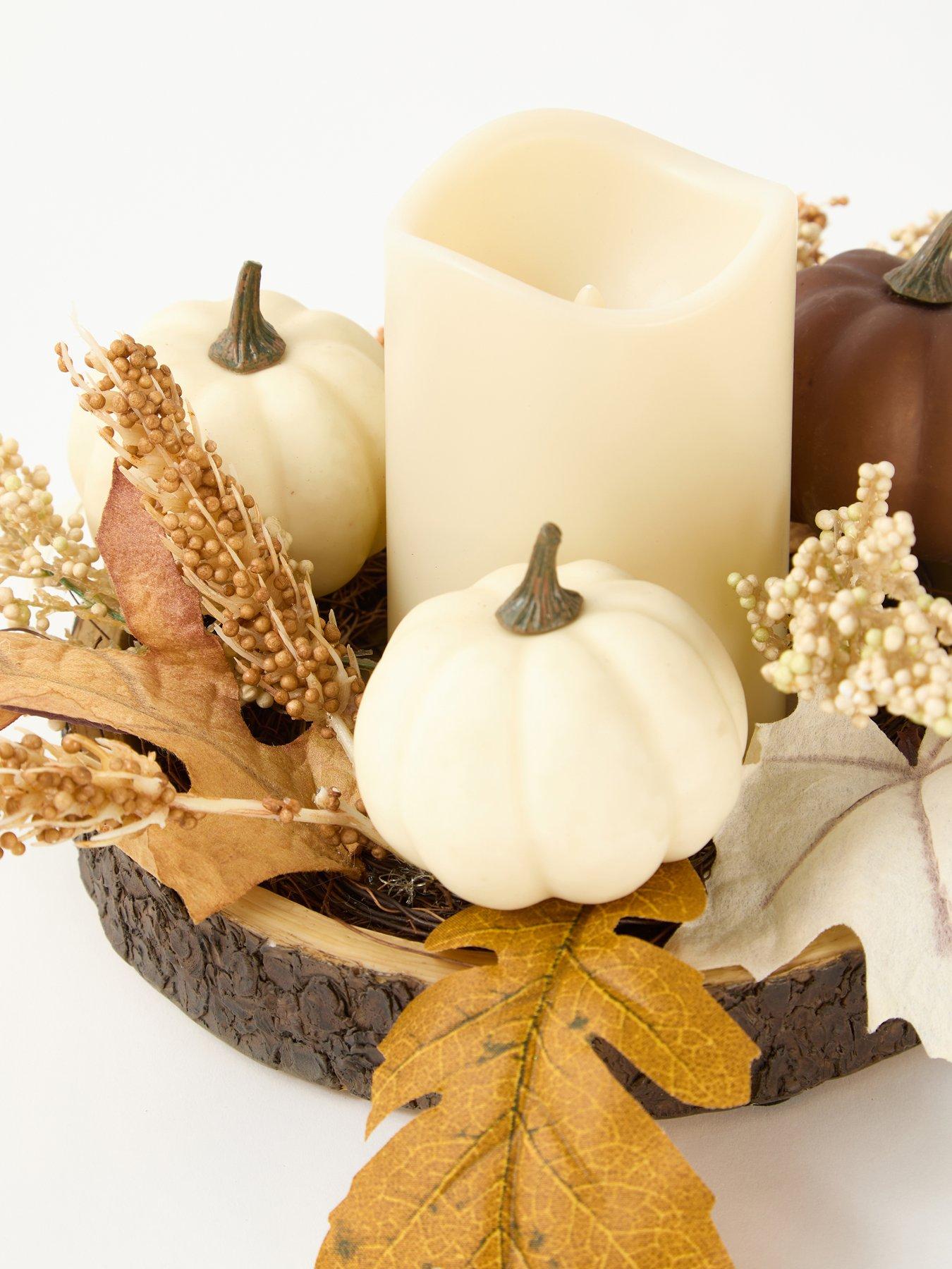 Image 7 of 7 of The Very Collection Pumpkin&nbsp;Log Slice&nbsp;with LED Candle Table Centre Autumn Decoration