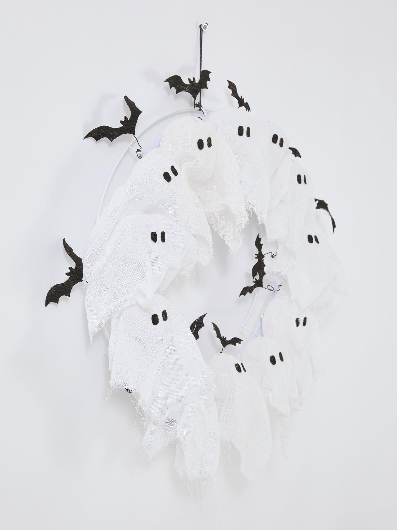 Image 4 of 7 of The Very Collection Ghostly Glowing Wreath Halloween Decoration