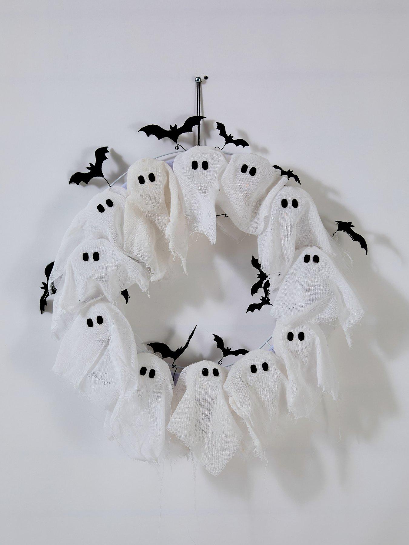 Image 7 of 7 of The Very Collection Ghostly Glowing Wreath Halloween Decoration