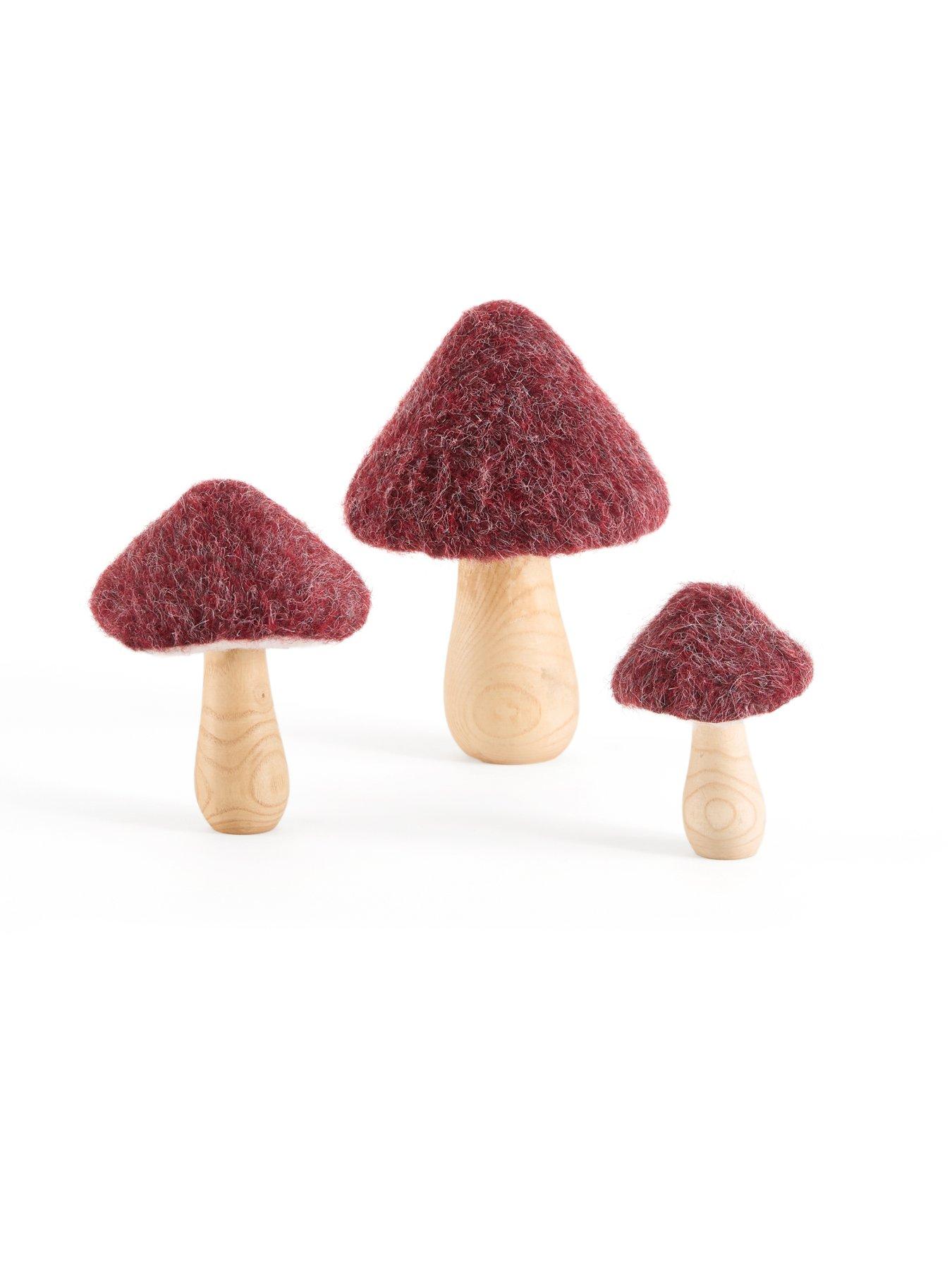 Image 2 of 7 of The Very Collection Set of 3&nbsp;Fur Toadstool Autumn Decorations - Red