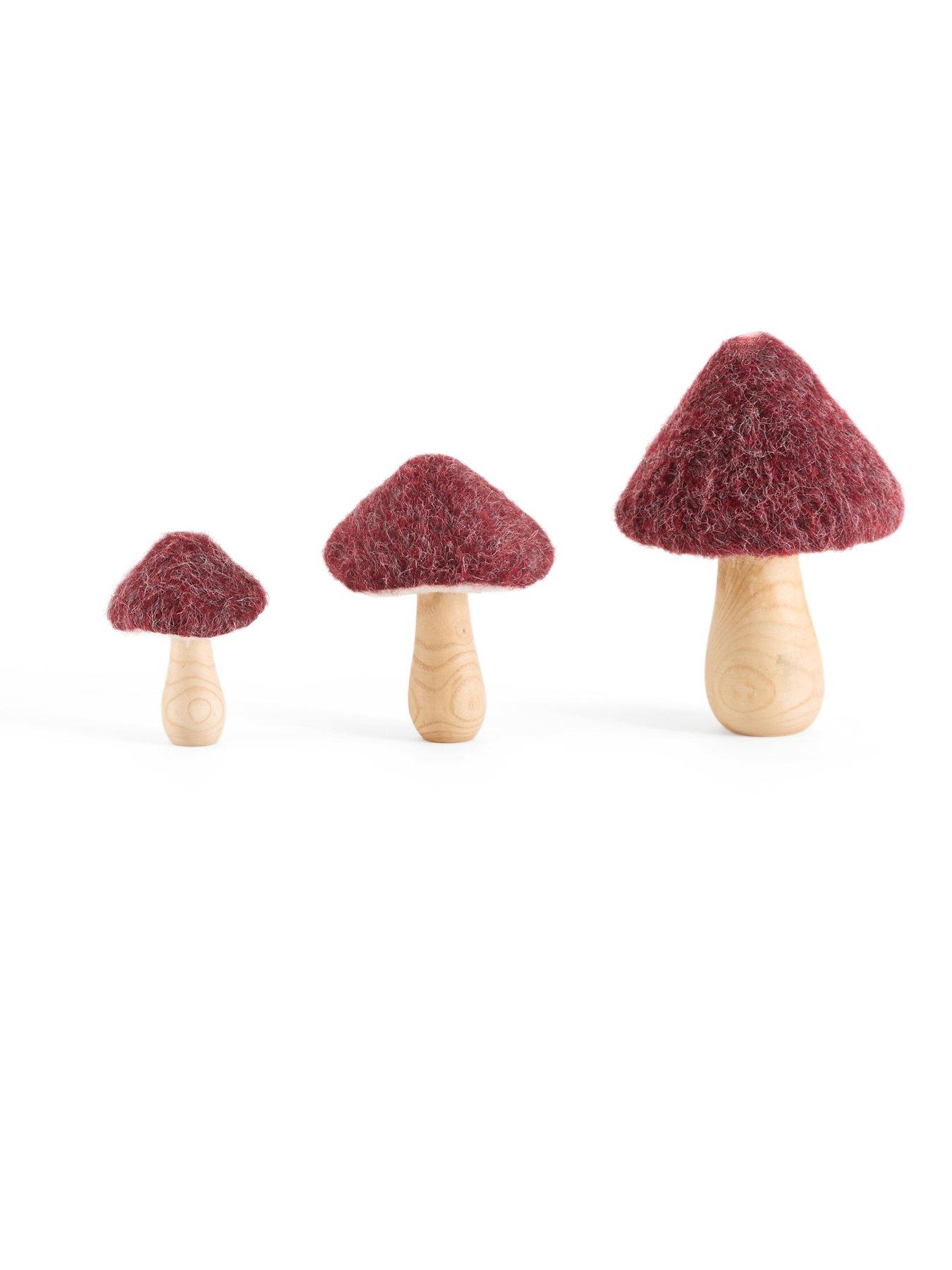 Image 3 of 7 of The Very Collection Set of 3&nbsp;Fur Toadstool Autumn Decorations - Red