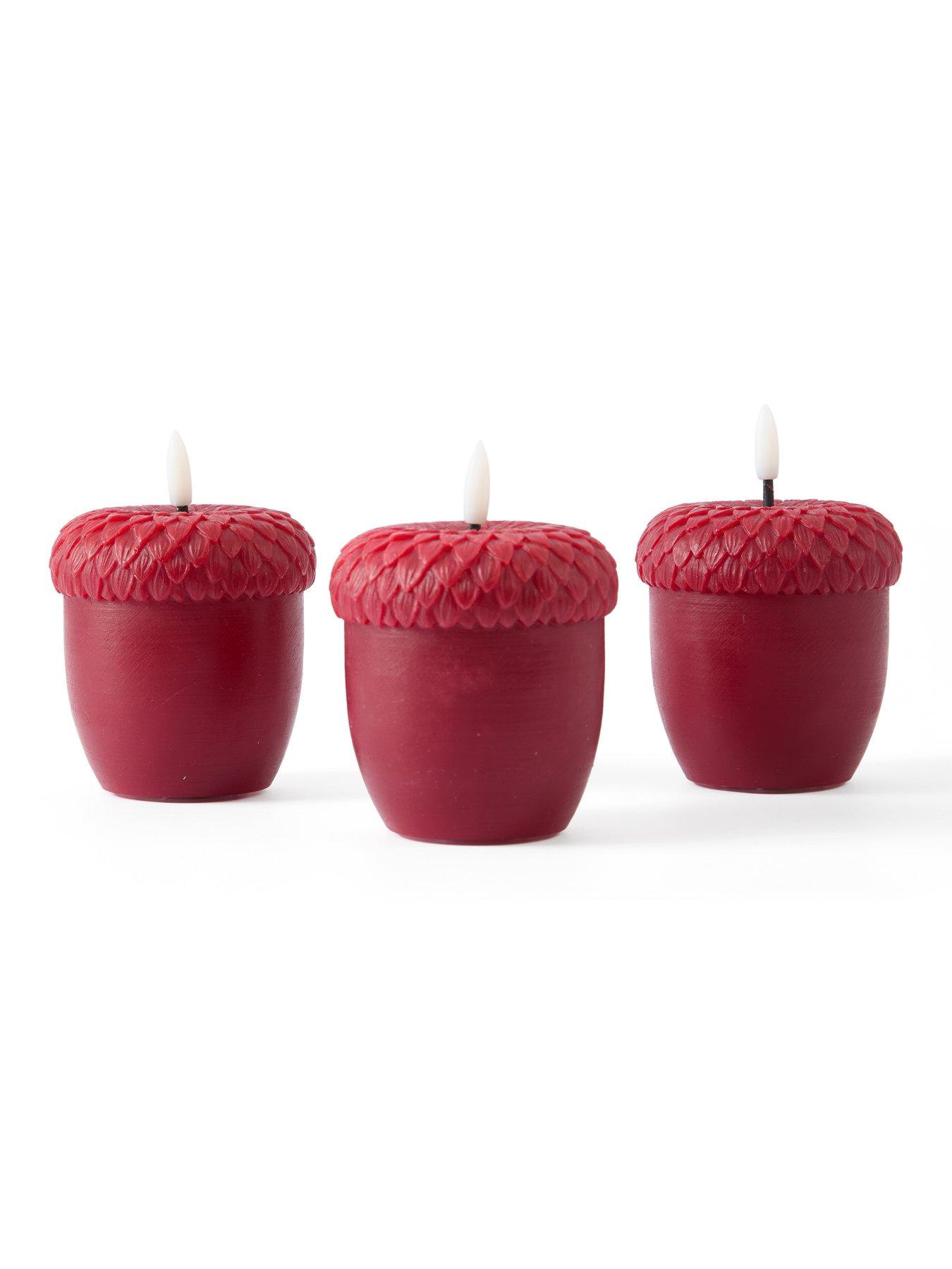 Image 2 of 6 of The Very Collection Set Of 3 Acorn LED Candle Light Autumn Decorations