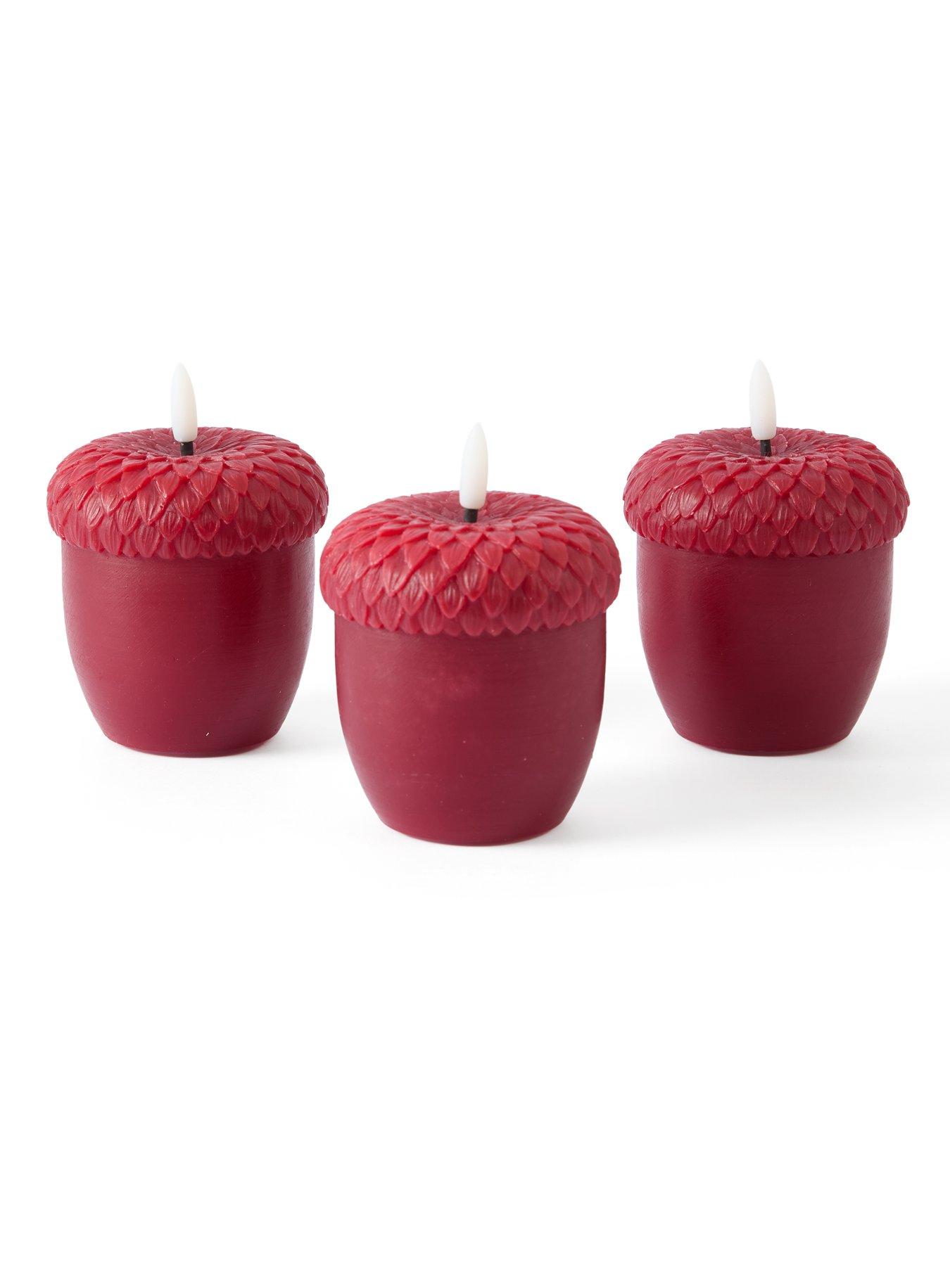 Image 4 of 6 of The Very Collection Set Of 3 Acorn LED Candle Light Autumn Decorations
