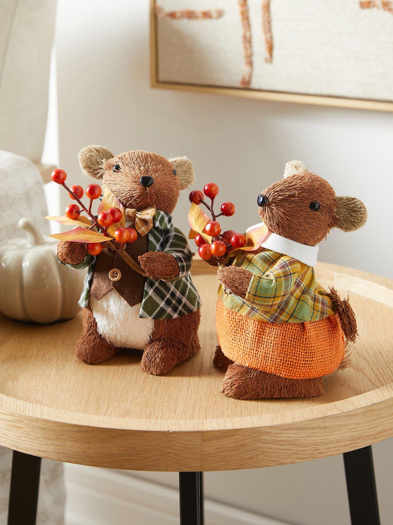 The Very Collection Set of 2 Mouse Boy and Girl Autumn Decorations