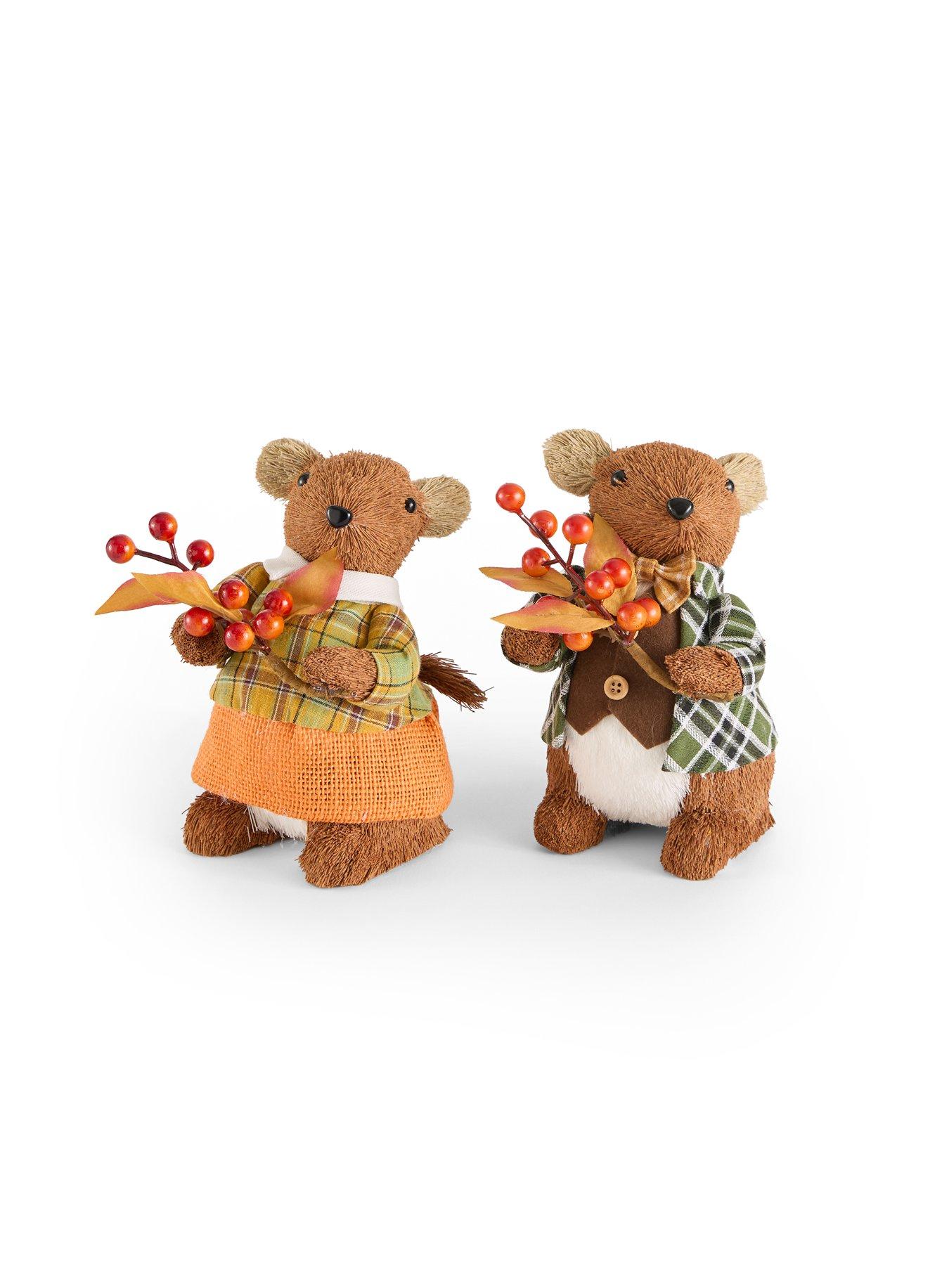Image 2 of 7 of The Very Collection Set of 2 Mouse Boy Girl Autumn D&eacute;cor