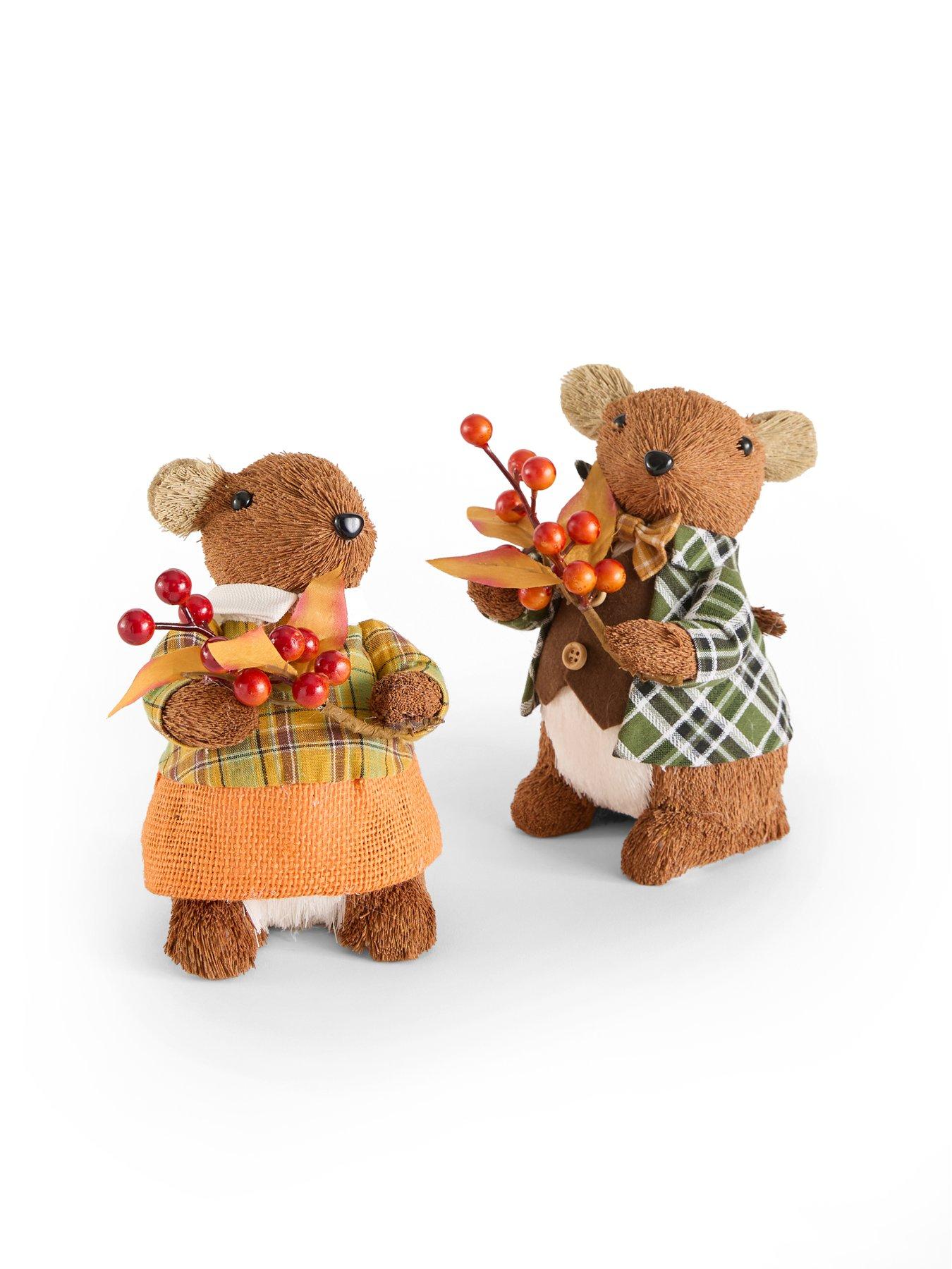 Image 3 of 7 of The Very Collection Set of 2 Mouse Boy Girl Autumn D&eacute;cor