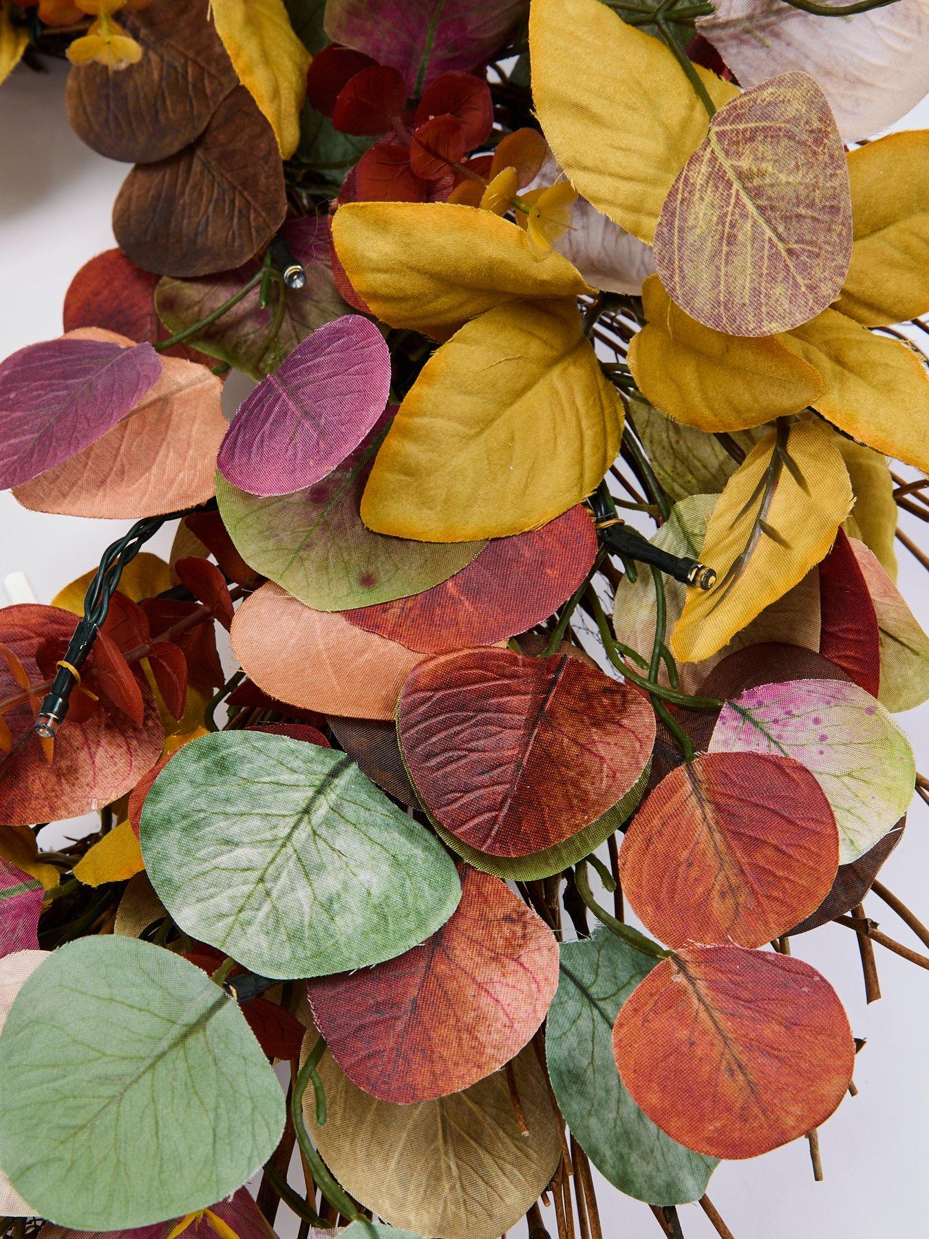 Image 5 of 6 of The Very Collection 60cm Pre Lit Eucalyptus Wreath Autumn Decoration