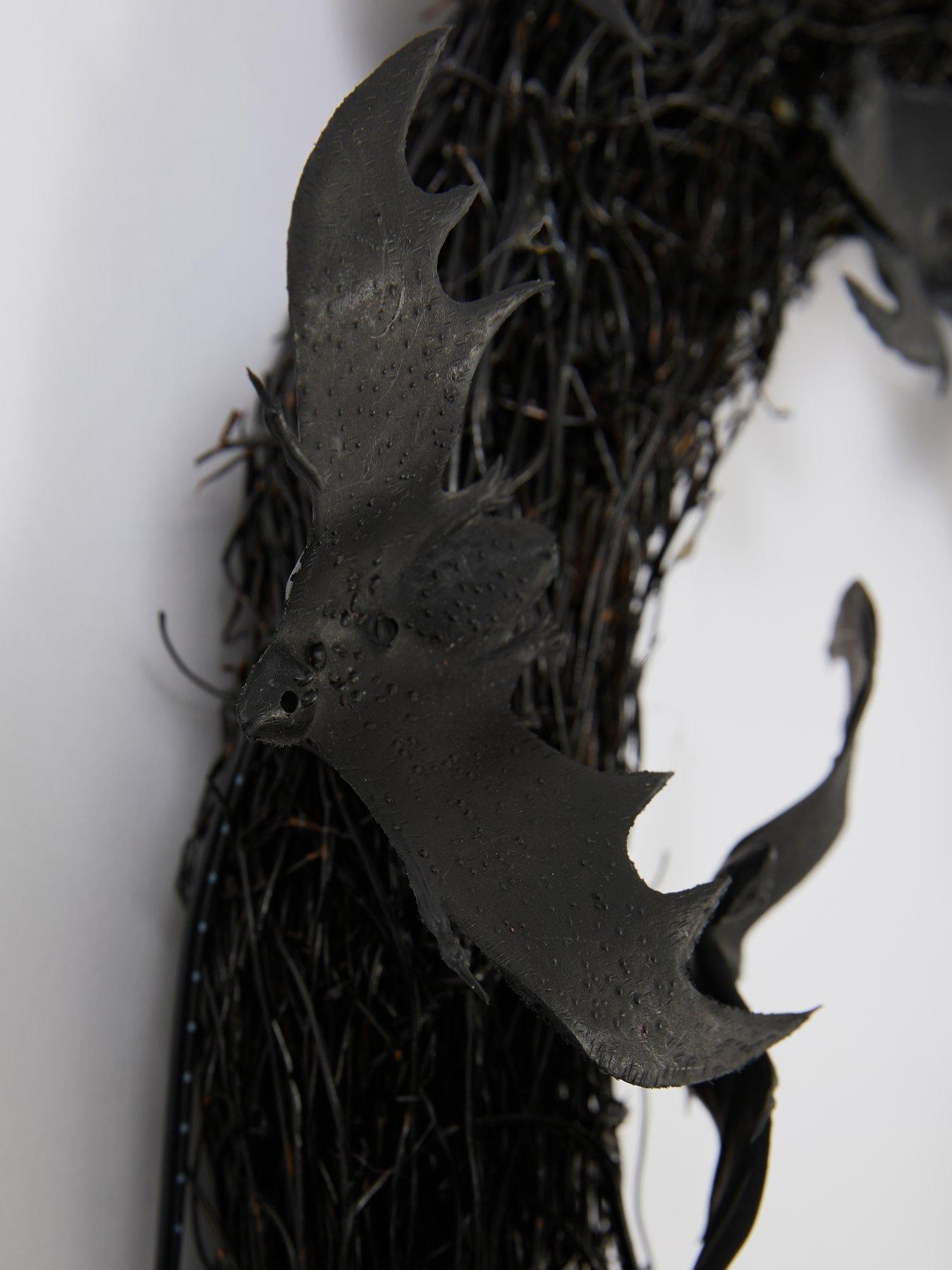 Image 5 of 6 of The Very Collection Pre Lit Bat Wreath Halloween Decoration