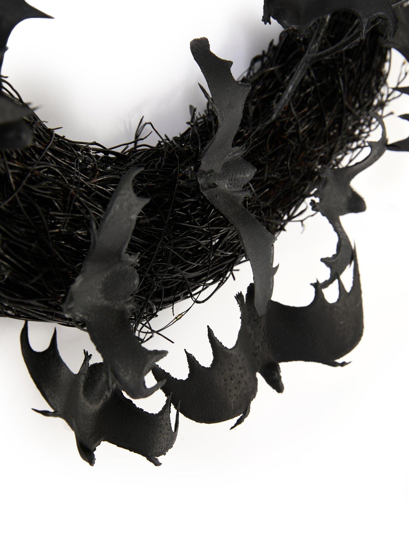 Image 6 of 6 of The Very Collection Pre Lit Bat Wreath Halloween Decoration
