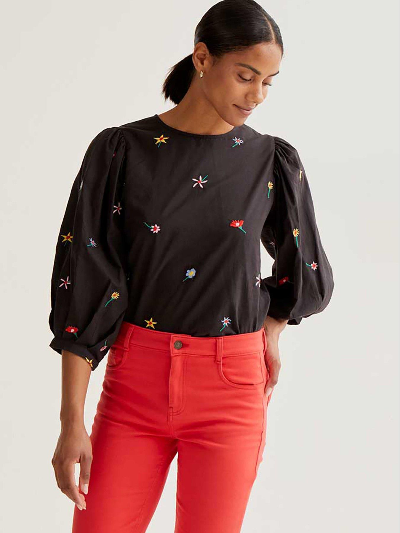Image 1 of 5 of Compania Fantastica Long Sleeve Flower Blouse