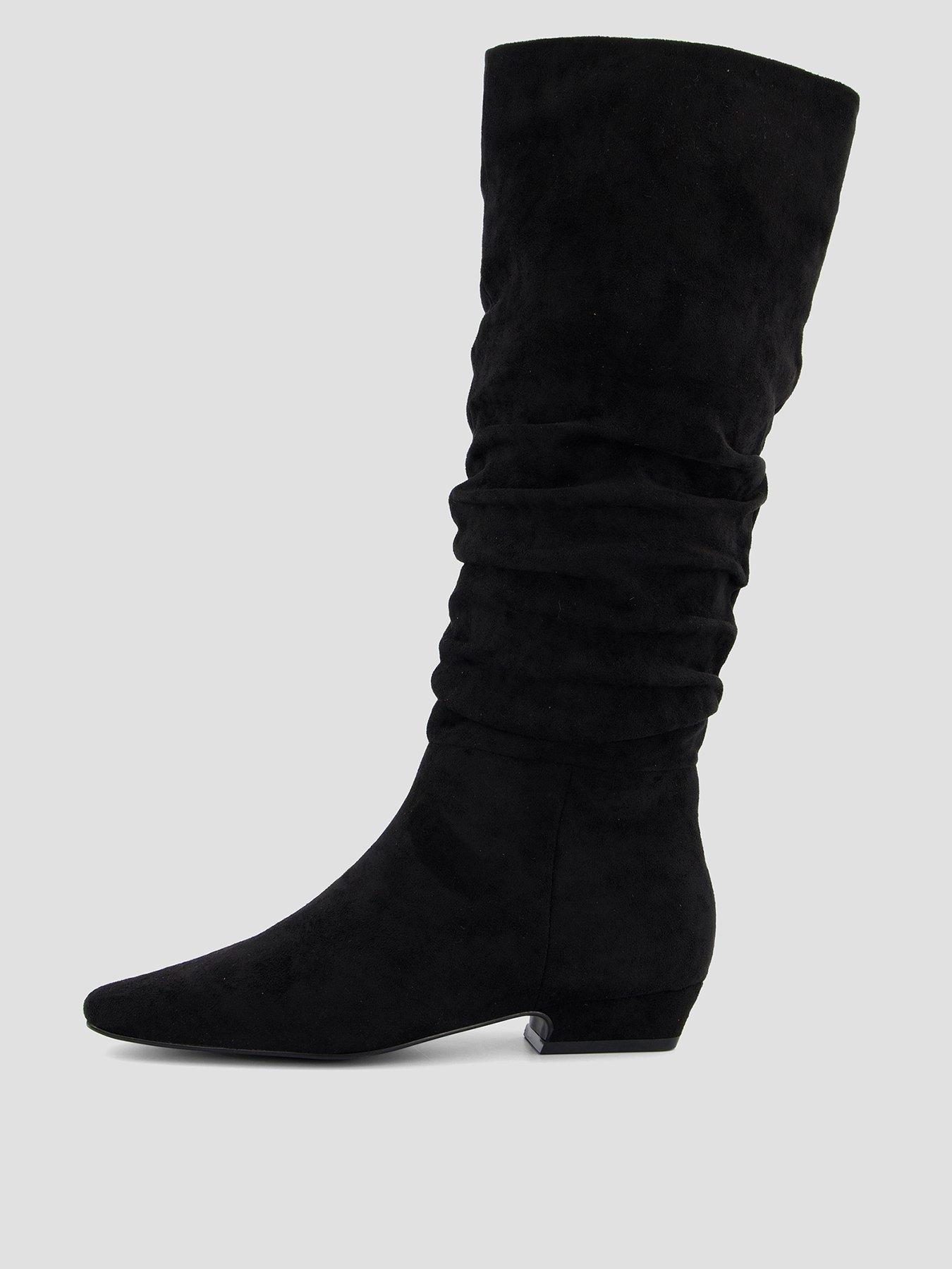 Image 1 of 6 of The Very Collection Chisel Toe Slouch Knee Boot - Black