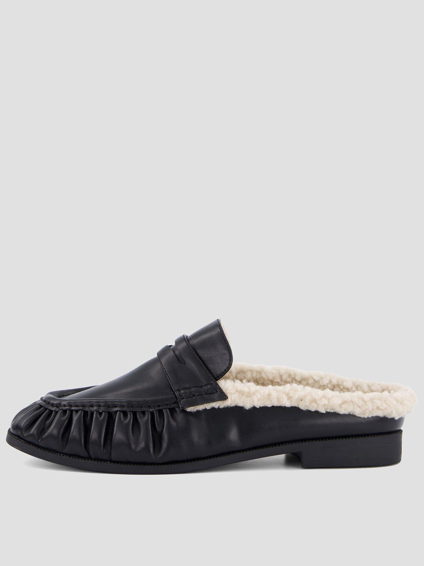 Image 1 of 7 of The Very Collection Mule Loafer With Faux Fur Lining - Black