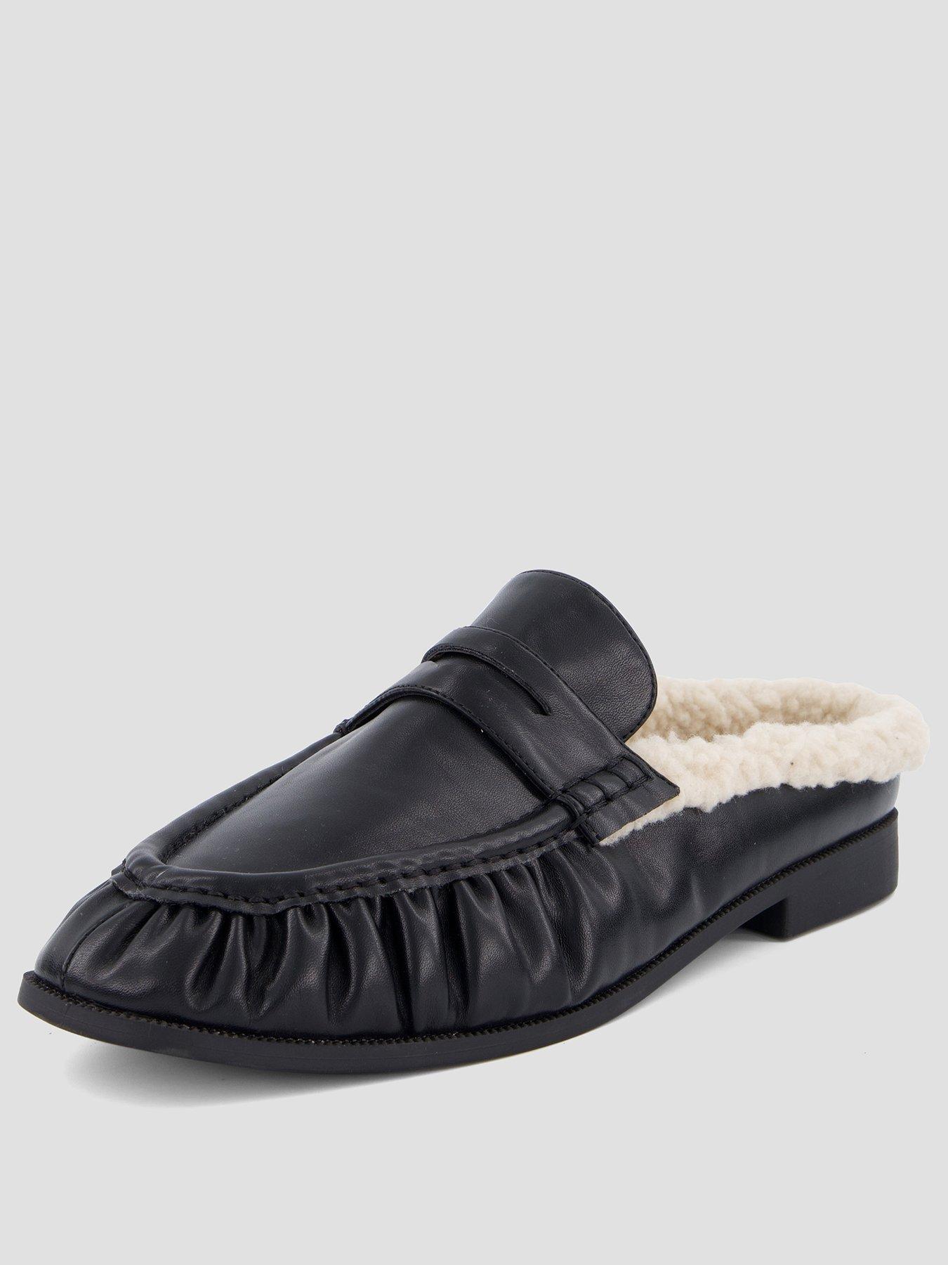 Image 2 of 7 of The Very Collection Mule Loafer With Faux Fur Lining - Black