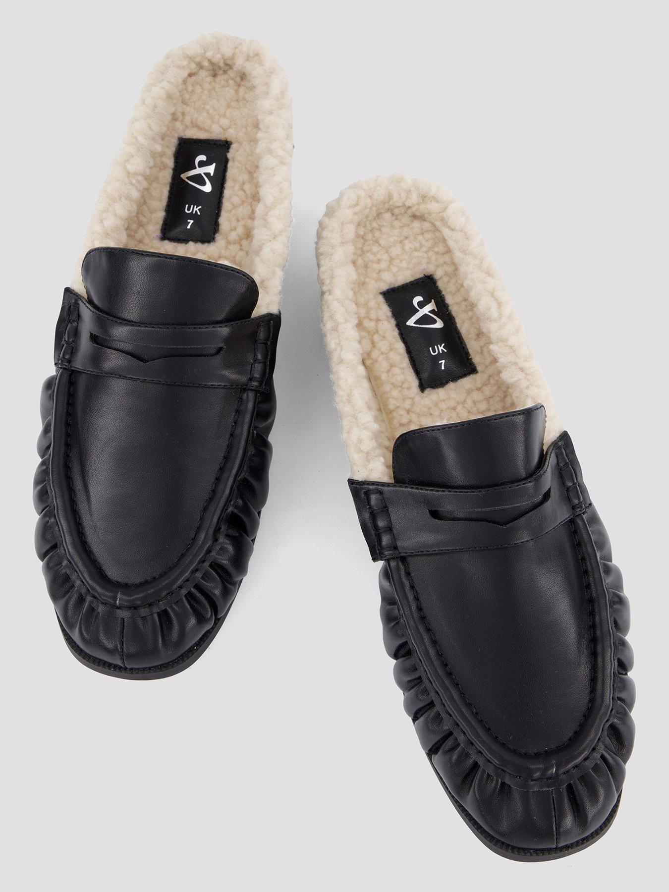 Image 3 of 7 of The Very Collection Mule Loafer With Faux Fur Lining - Black