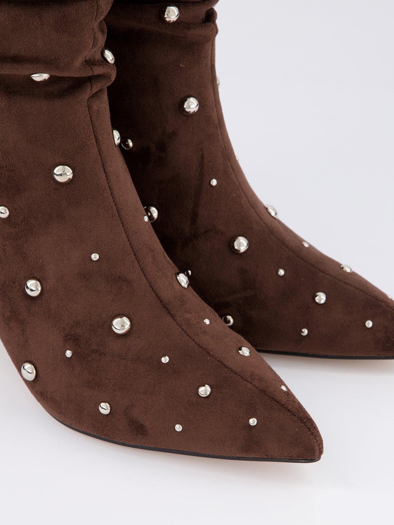 Image 5 of 7 of The Very Collection Slouch Calf Boot With Studs - Brown