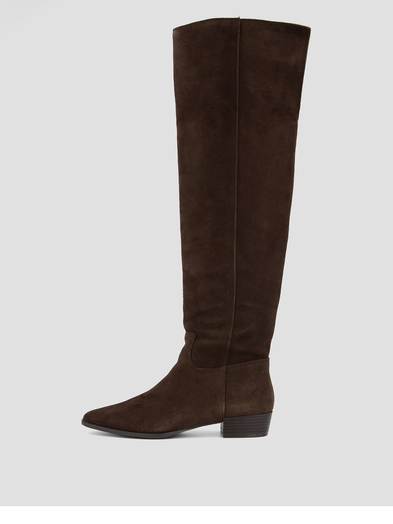 The Very Collection Real Suede Chisel Toe Over The Knee Boots - Brown