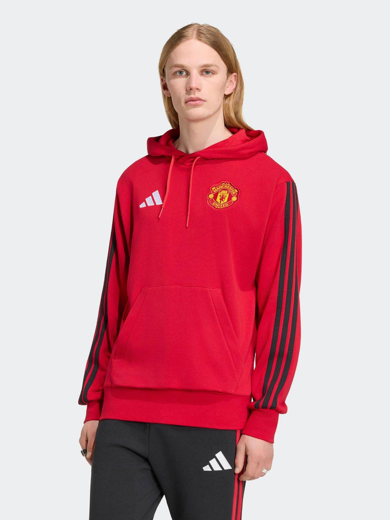 adidas Mens Manchester United DNA Hoodie - Red