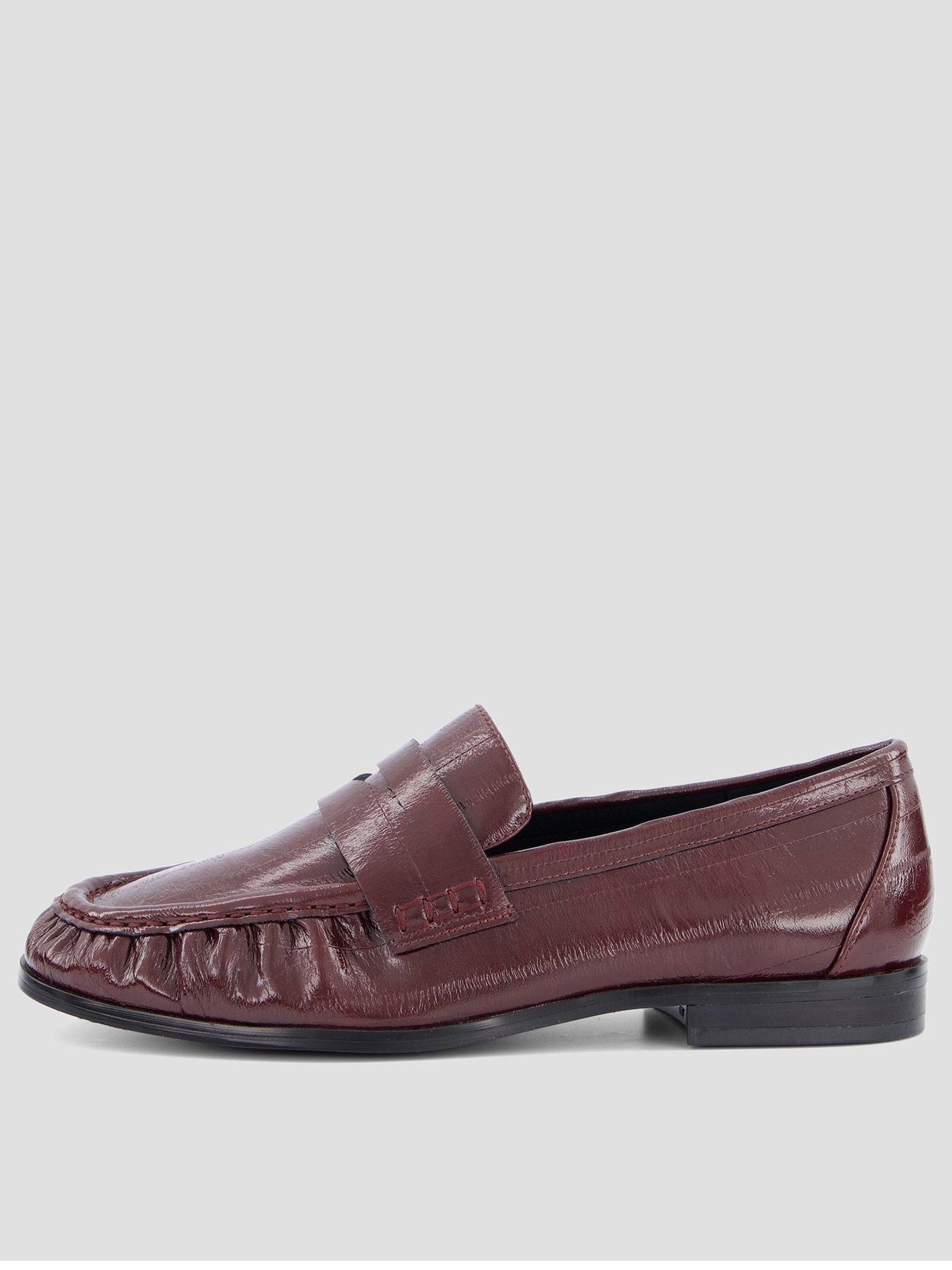 The Very Collection Women's Ruched Penny Loafers - Burgundy