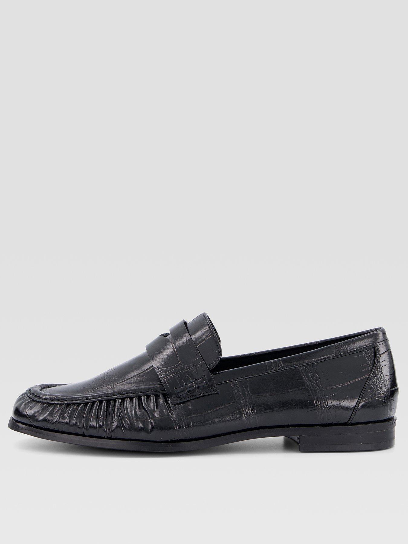 The Very Collection Women's Ruched Penny Loafers - Black